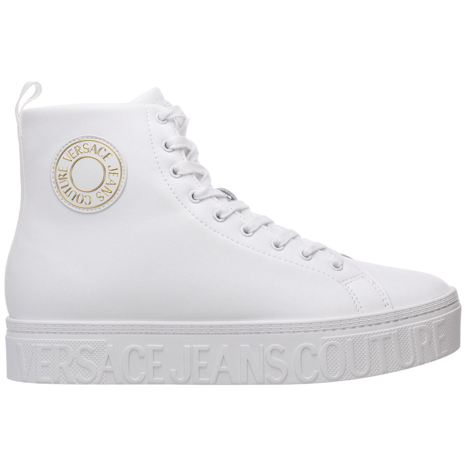 Versace Jeans Couture Men's Shoes High Top Leather Trainers Sneakers in  White for Men | Lyst Australia