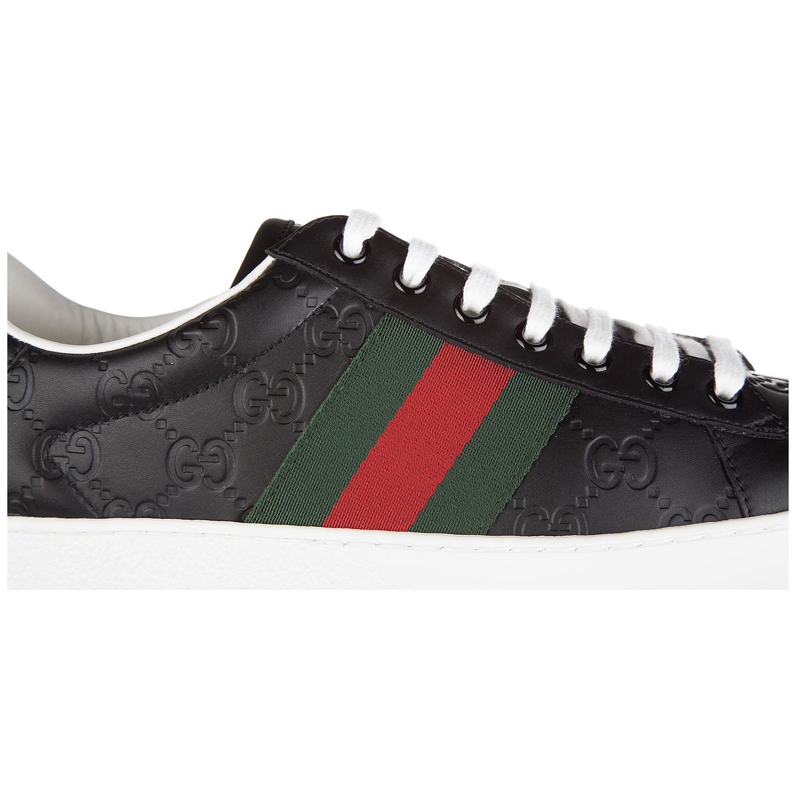 Gucci Men's Shoes Leather Trainers Sneakers Signature in Black for Men |  Lyst Canada