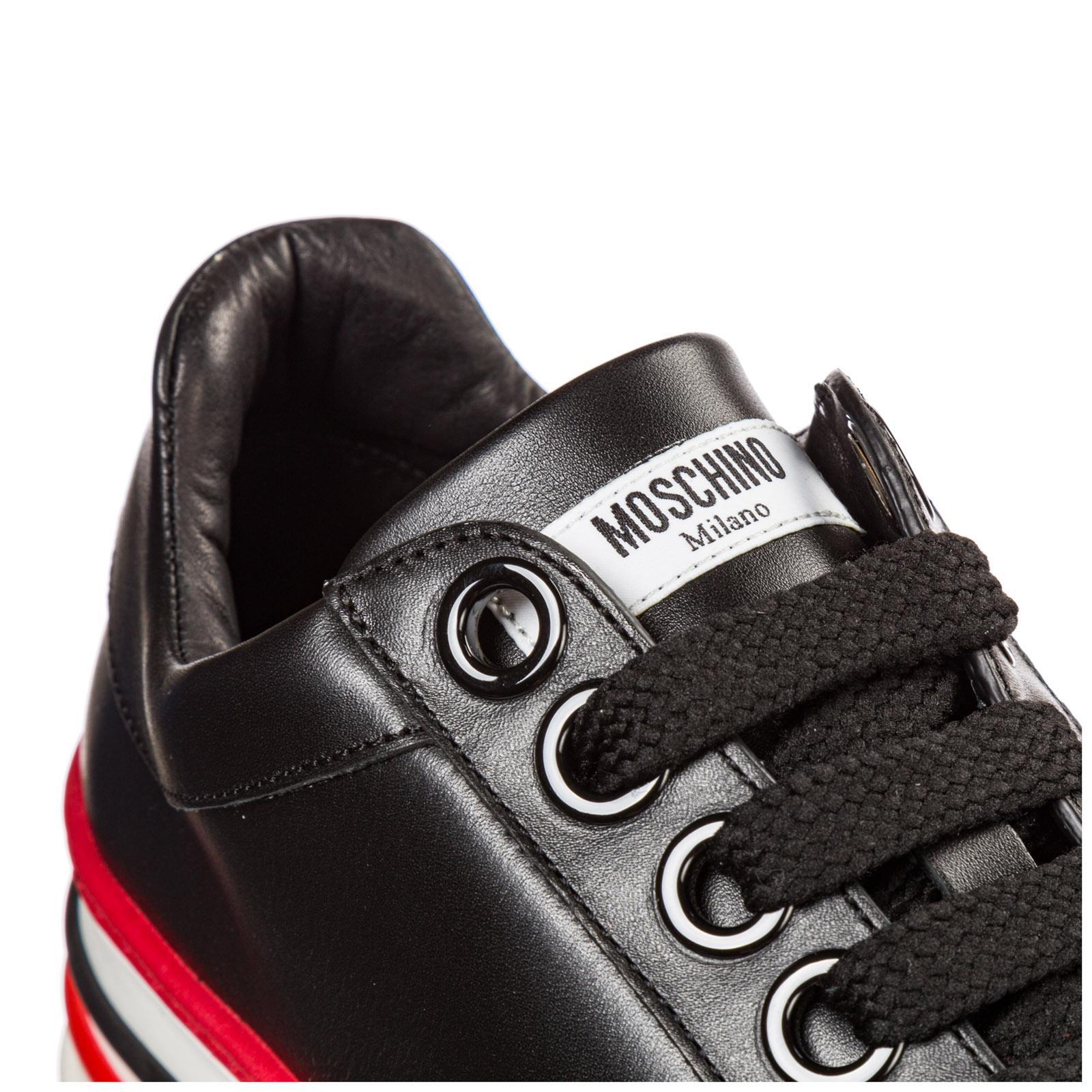 Moschino Women's Shoes Leather Trainers Sneakers in Nero
