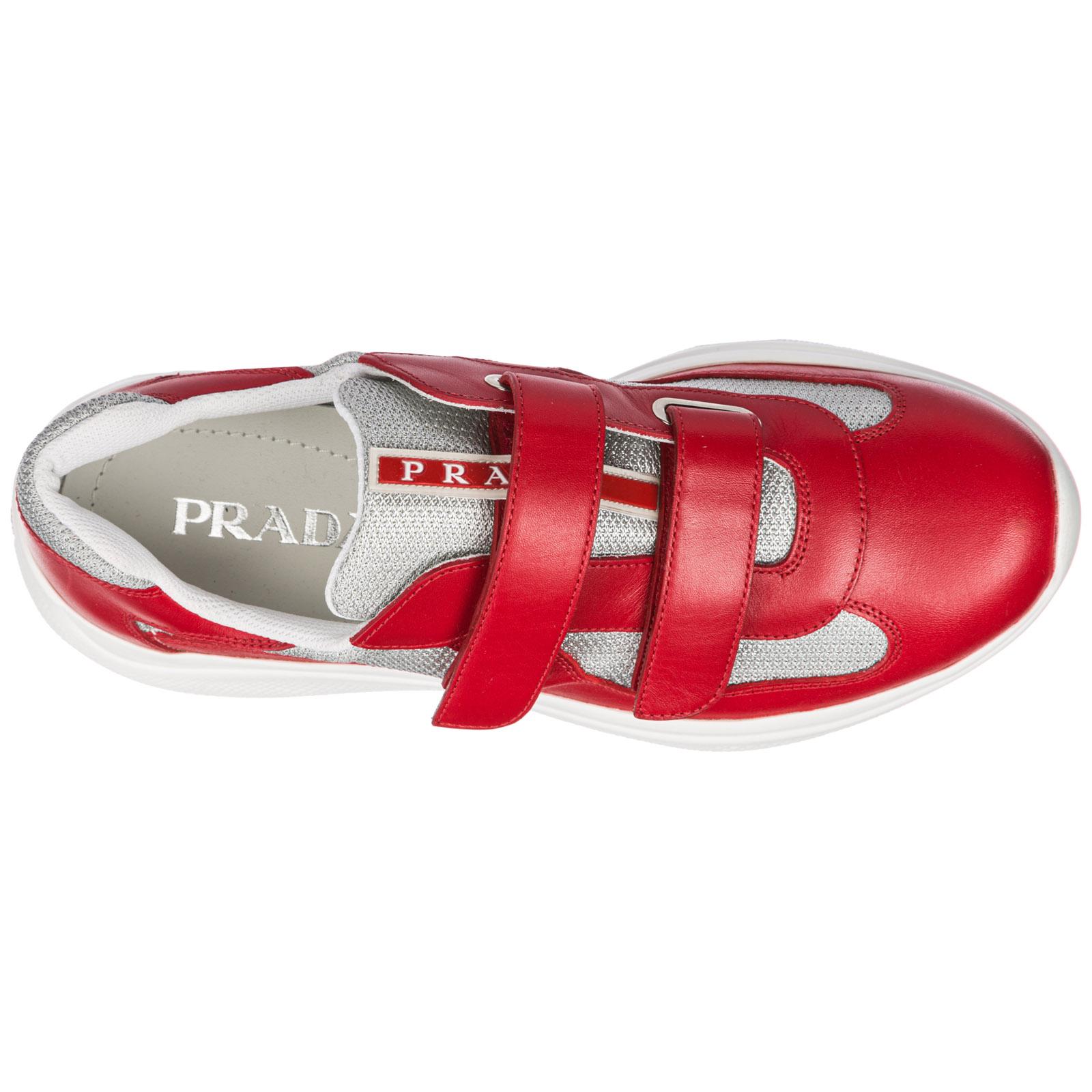 Prada Men's Shoes Leather Trainers in Red/Silver (Red) for - - Lyst