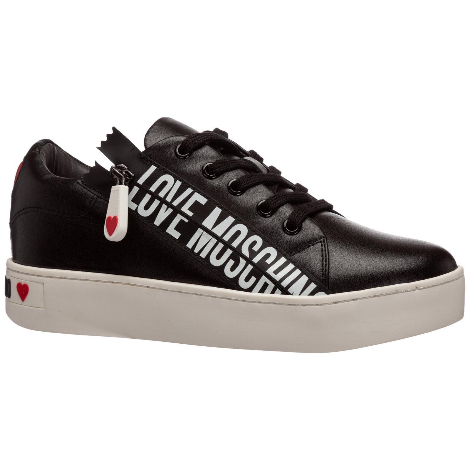 Love Moschino Leather Shoes Trainers Sneakers in Nero (Black) - Lyst