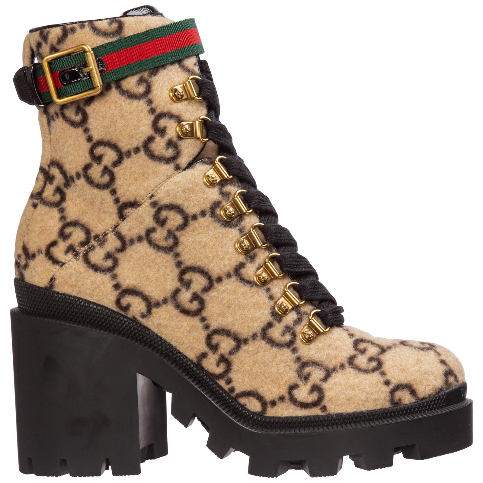 Gucci GG Wool Ankle Boot in Beige 