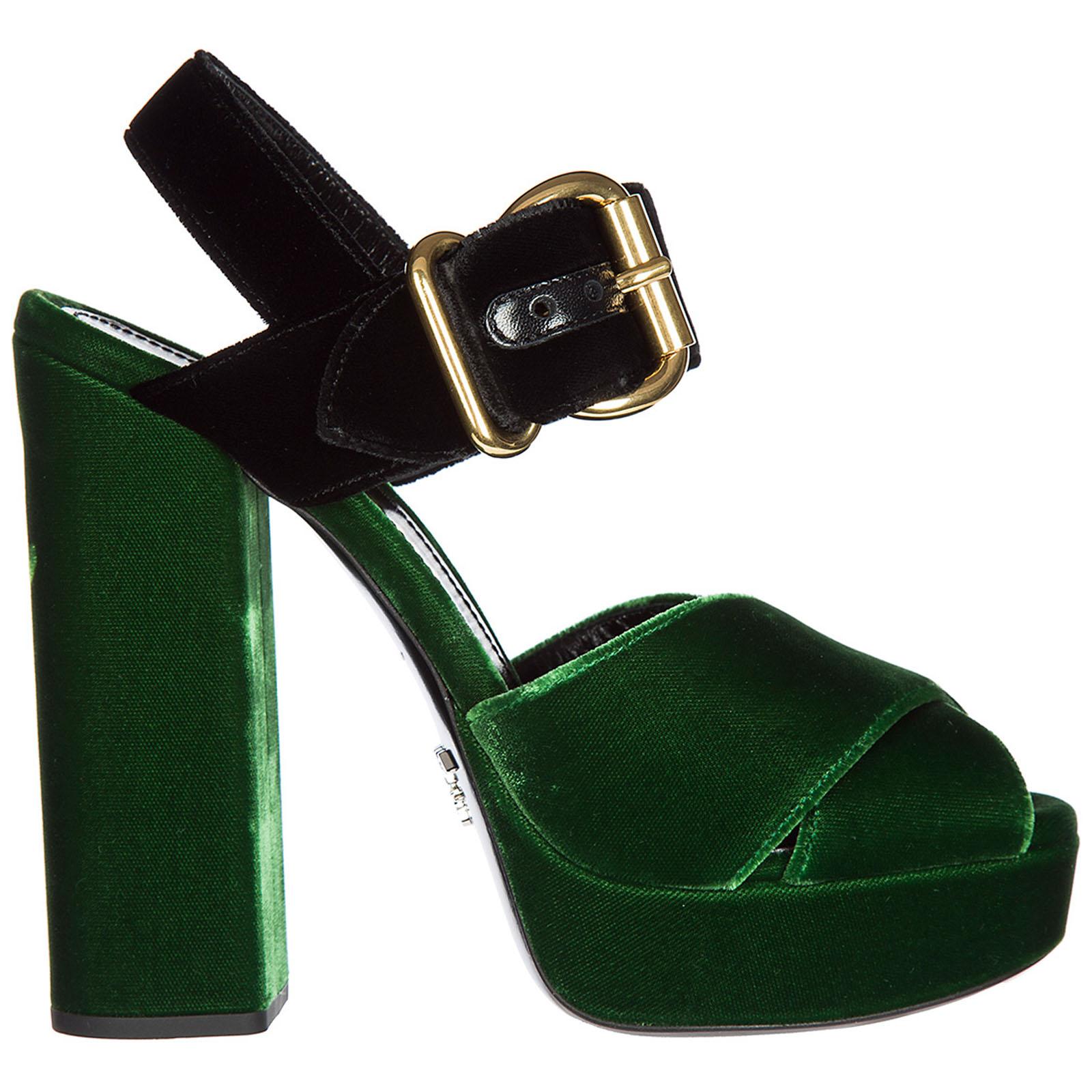 Prada Velvet Women's Platform Sandals in Green - Lyst