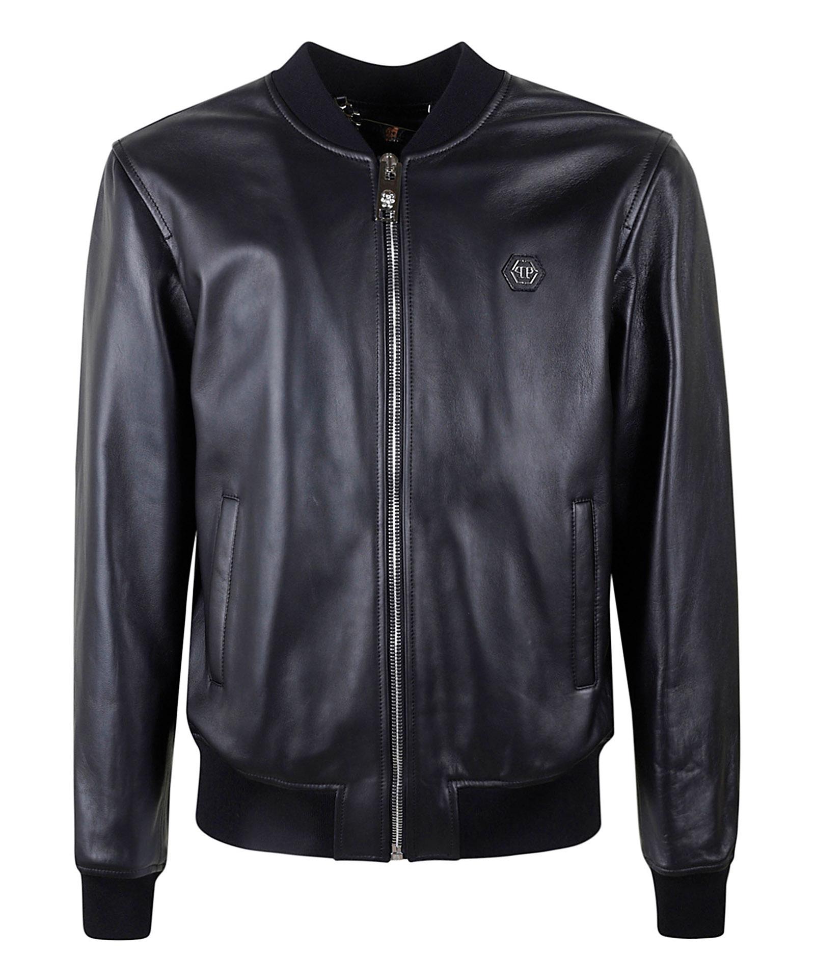 Philipp Plein Leather Jackets in Black for Men | Lyst