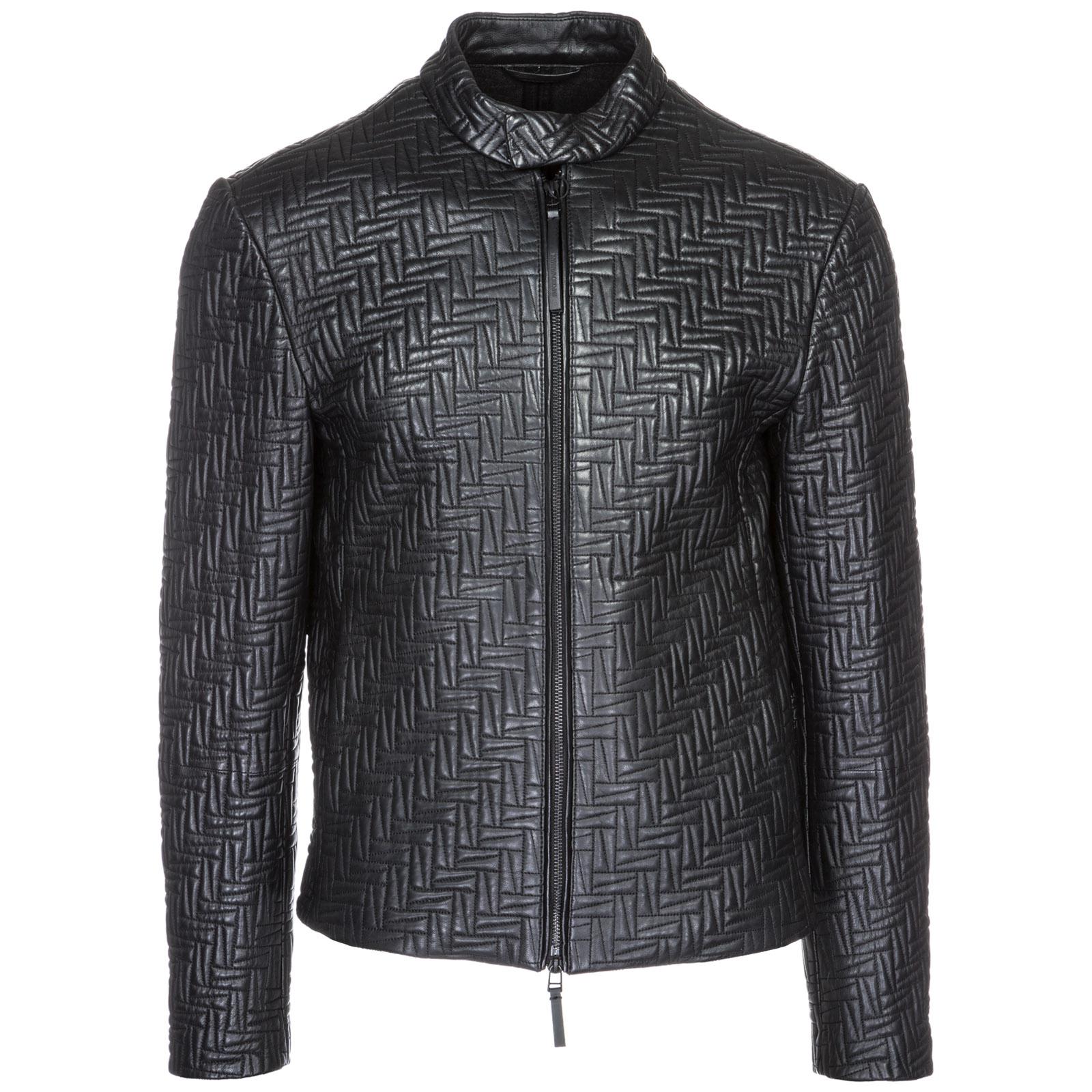 Emporio Armani Leather Outerwear Jacket Blouson in Nero (Black) for Men ...
