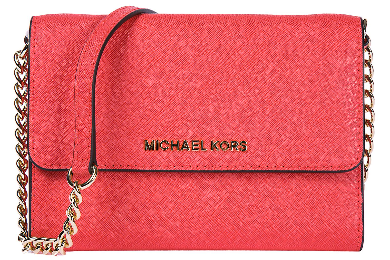 Michael Kors Leather Clutch With Shoulder Strap Handbag Bag Purse Jet Set Travel Lg Phone ...