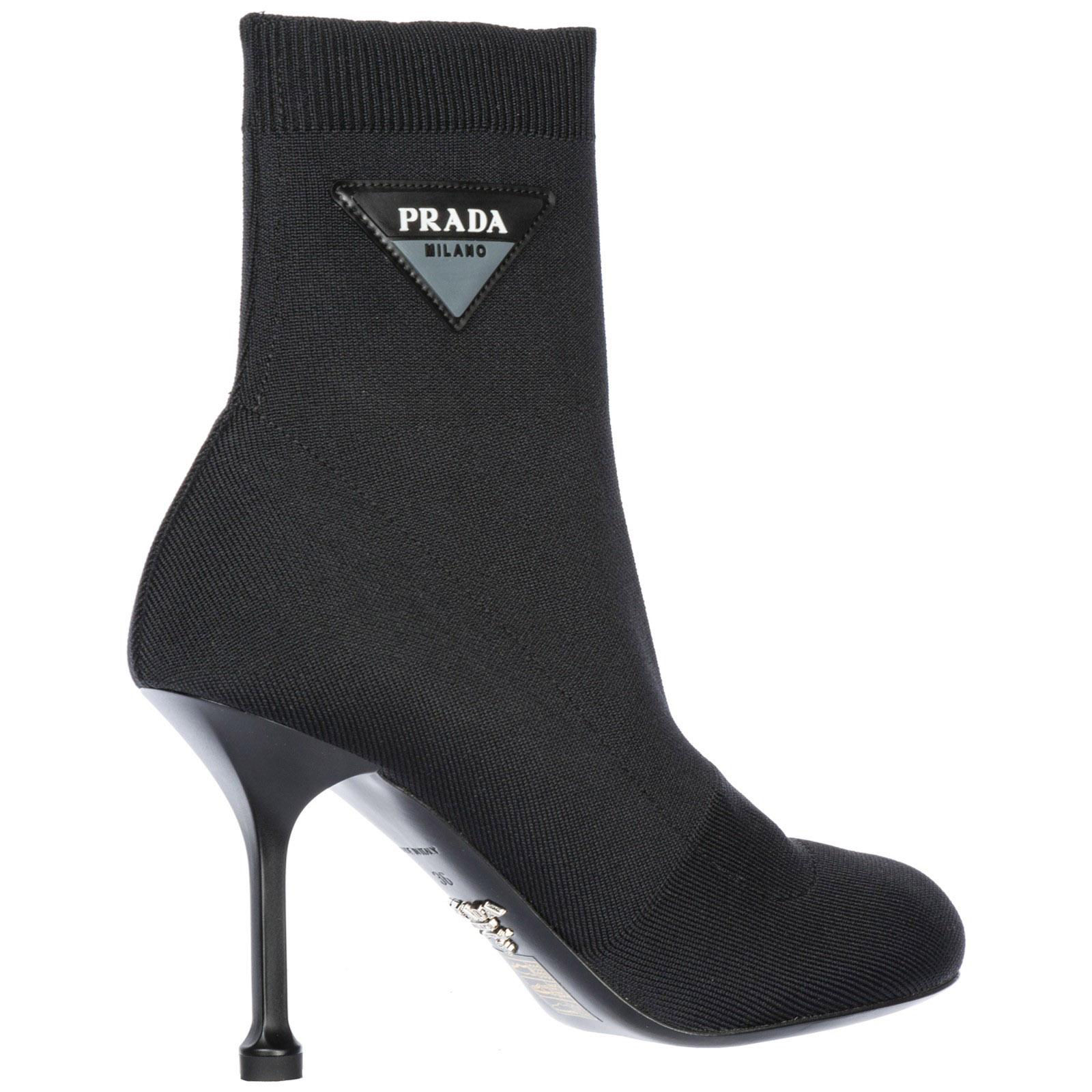 Prada Leather Logo 90 Sock Black 