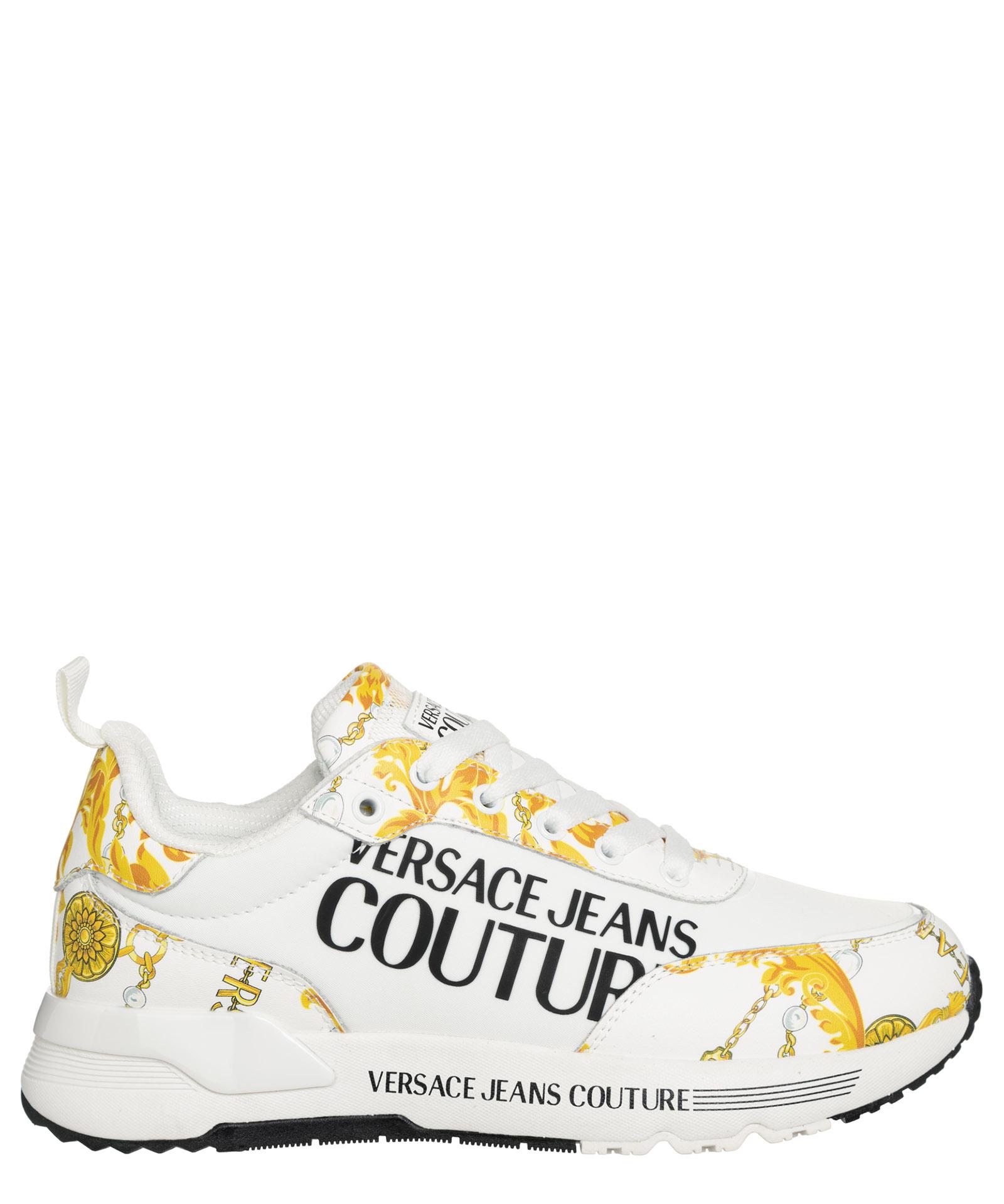 Versace Jeans Couture Dynamic Chain Couture Leather Sneakers in White | Lyst