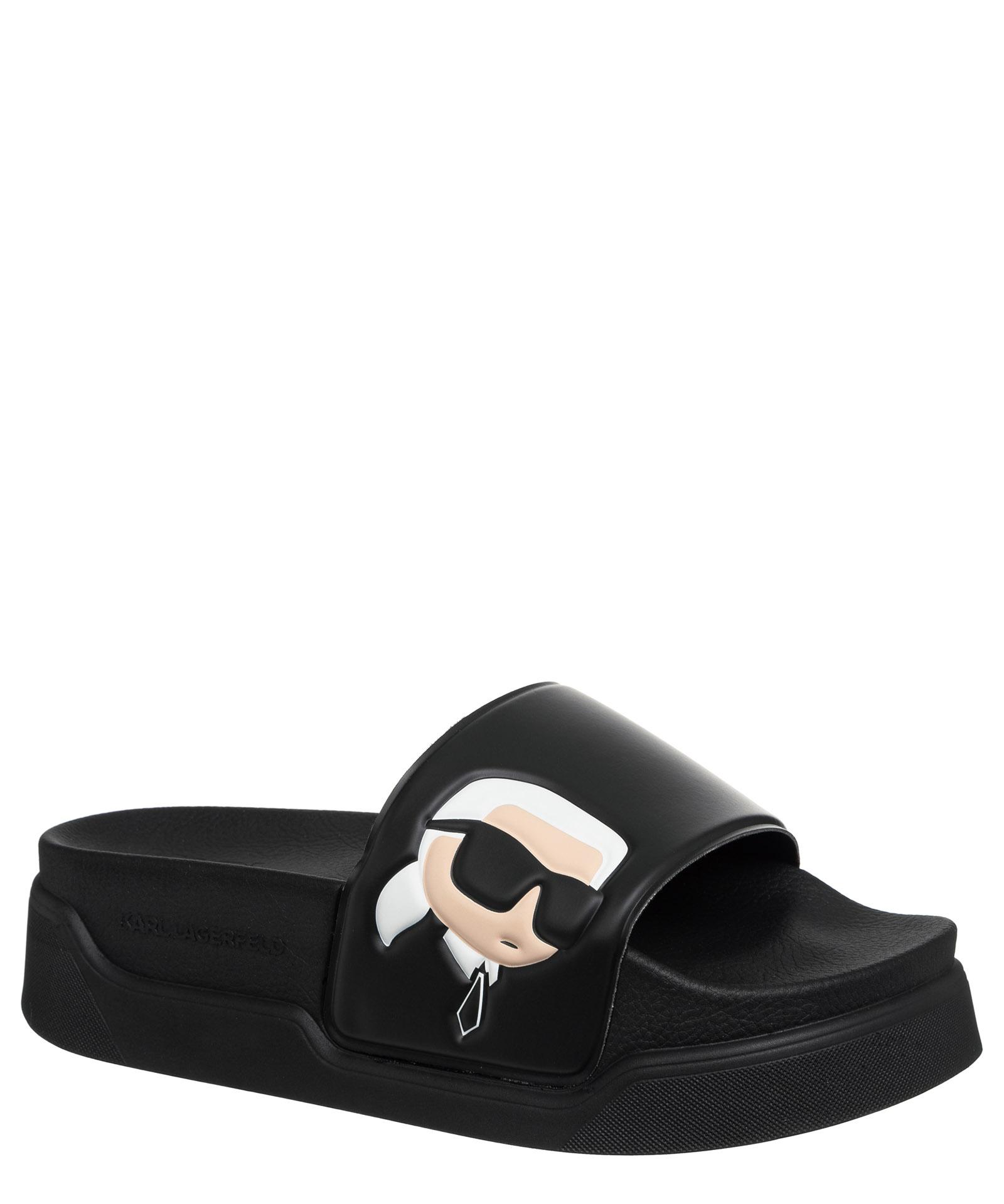 KARL LAGERFELD コンド モノグラム スリッポン スライド Karl Lagerfeld K/ikonik Kondominium Slides in Black | Lyst