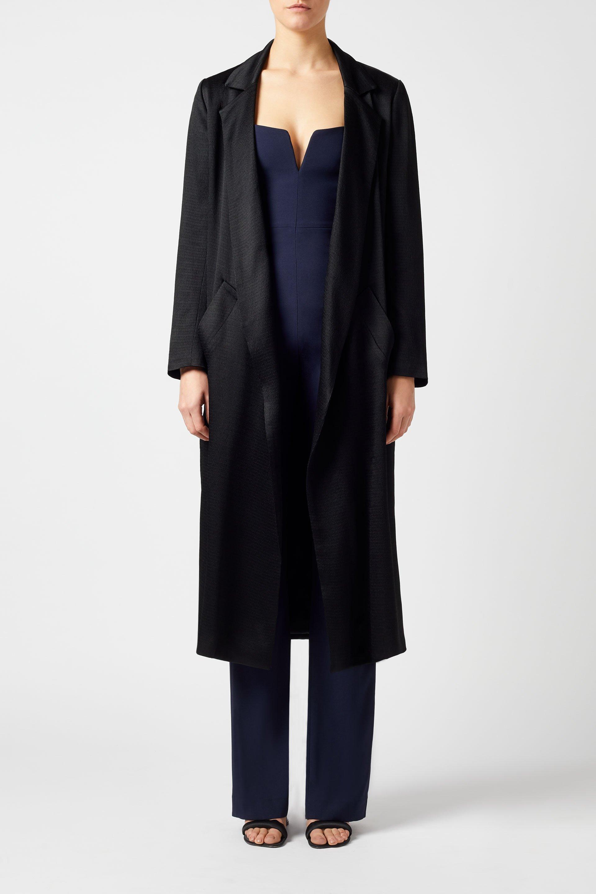 Galvan London Satin Sun Coat in Black - Lyst