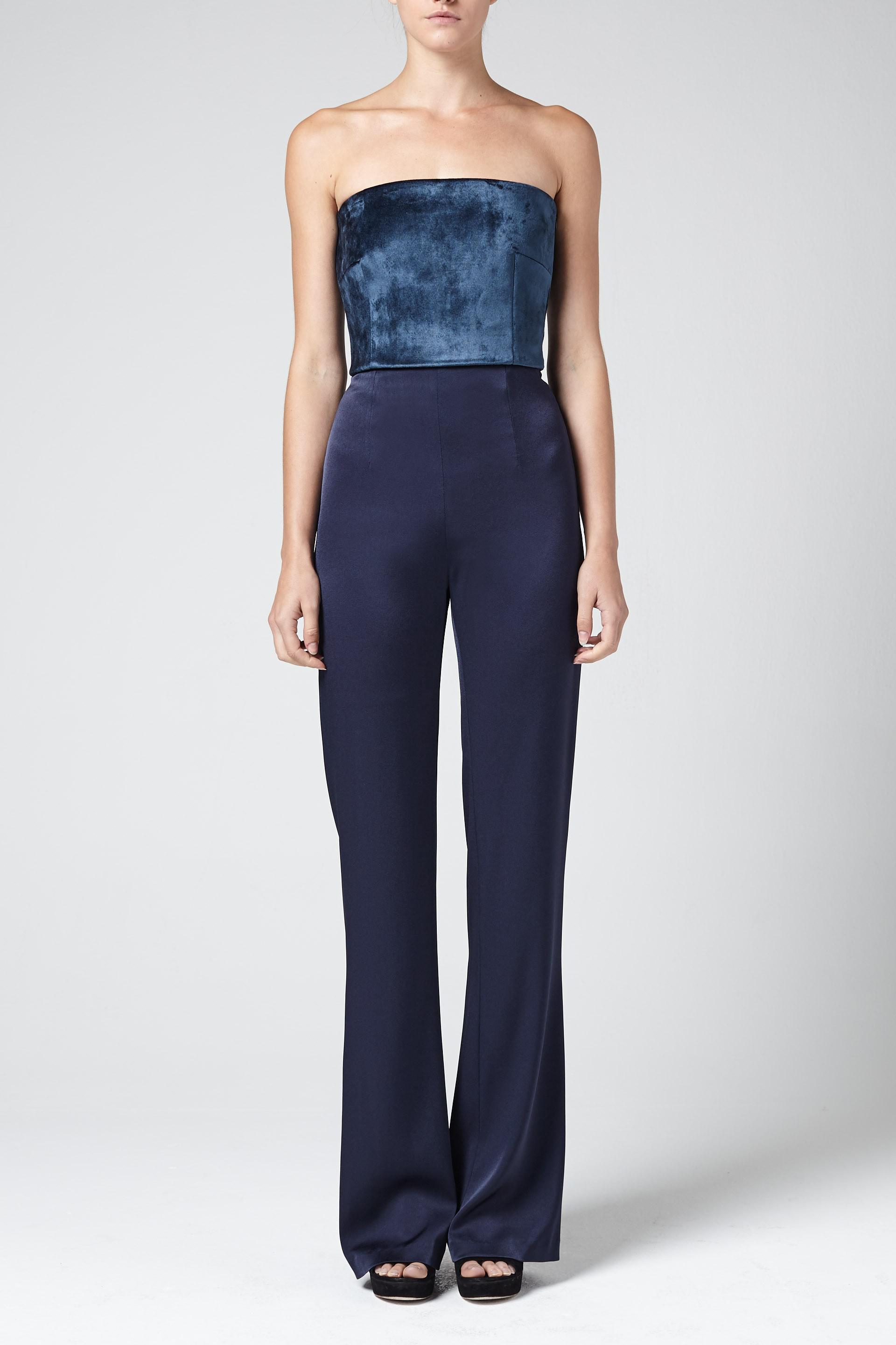 velvet strapless jumpsuit