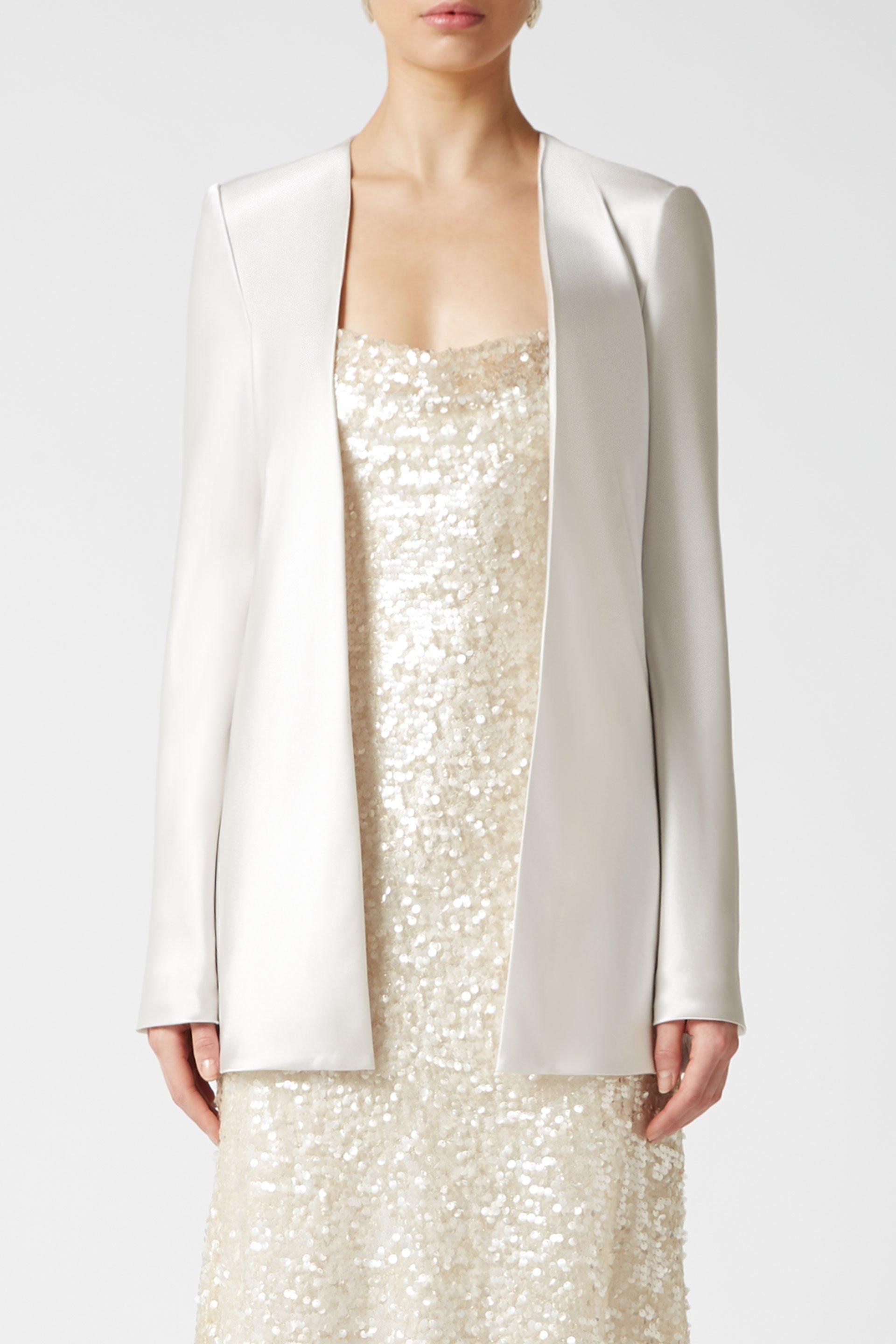 Galvan London Satin Evening Jacket in White Lyst
