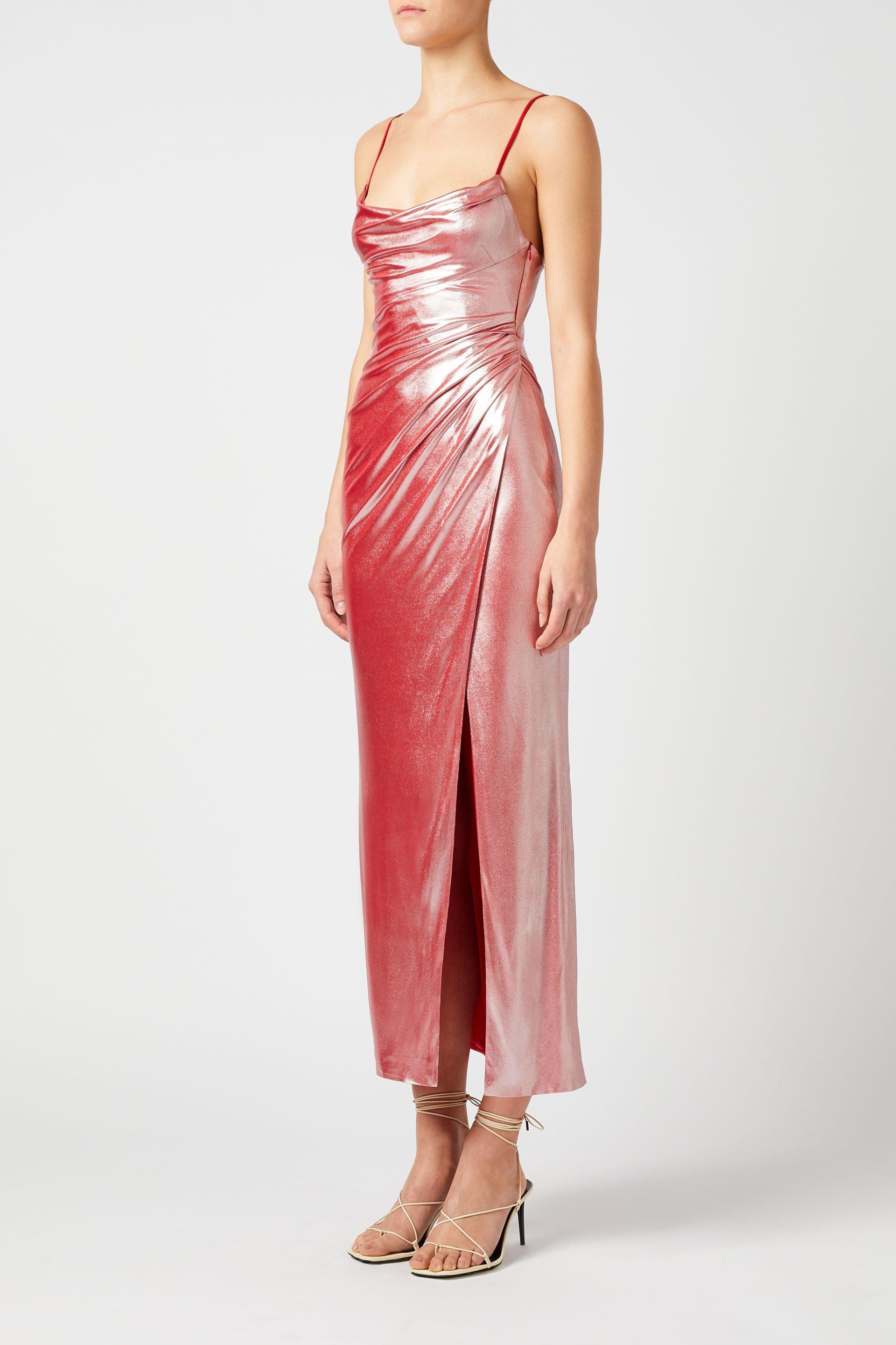 Galvan London Mars Dress in Metallic Pink (Pink) Lyst