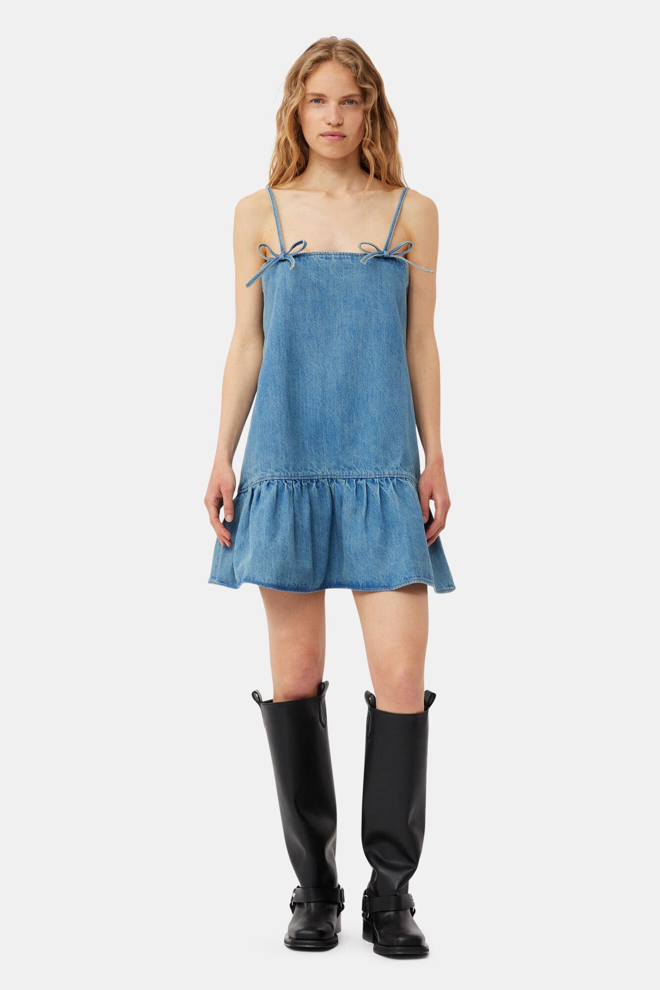 Ganni Tint Denim Mini Dress in Blue | Lyst