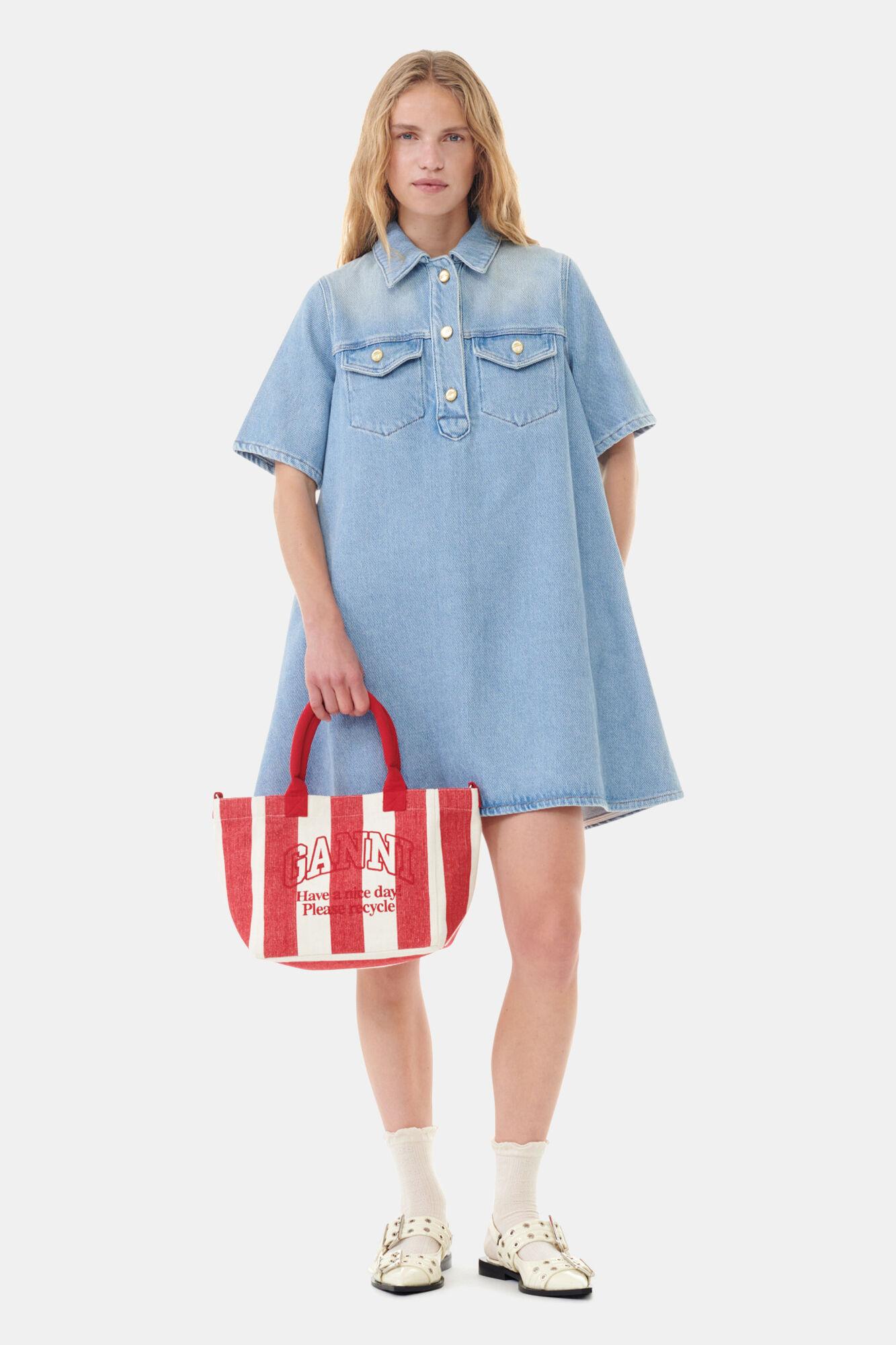 ganni cult denim mini dress Light in Blue Garmentory Size:20 size Maxi lenght Fresh Florals size 26 evening dresses side pockets and a