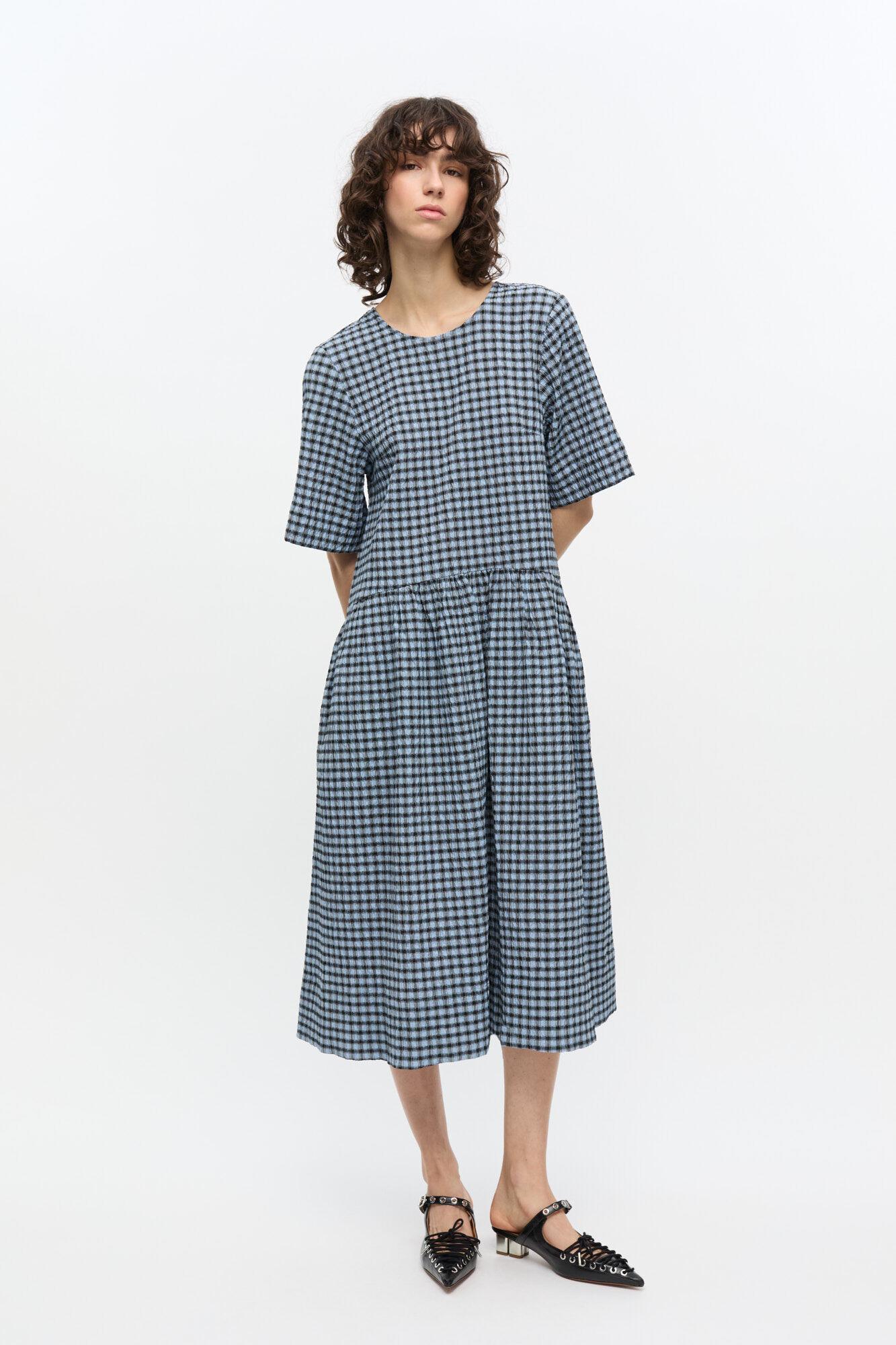knee length dresses for ladies Ganni Cotton Poplin V-Neck Midi Dress