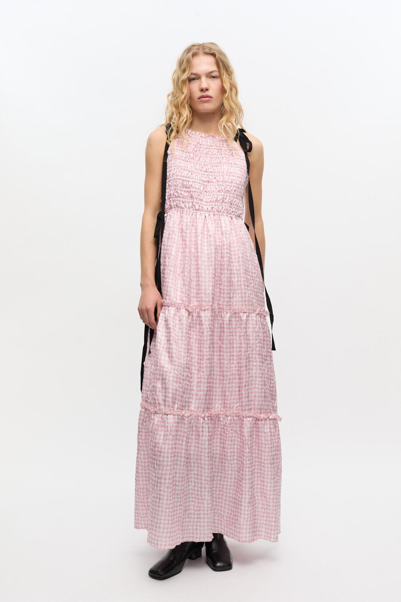 ganni pink check dress Ganni 'Pink Check' Dress EU 38 Pink