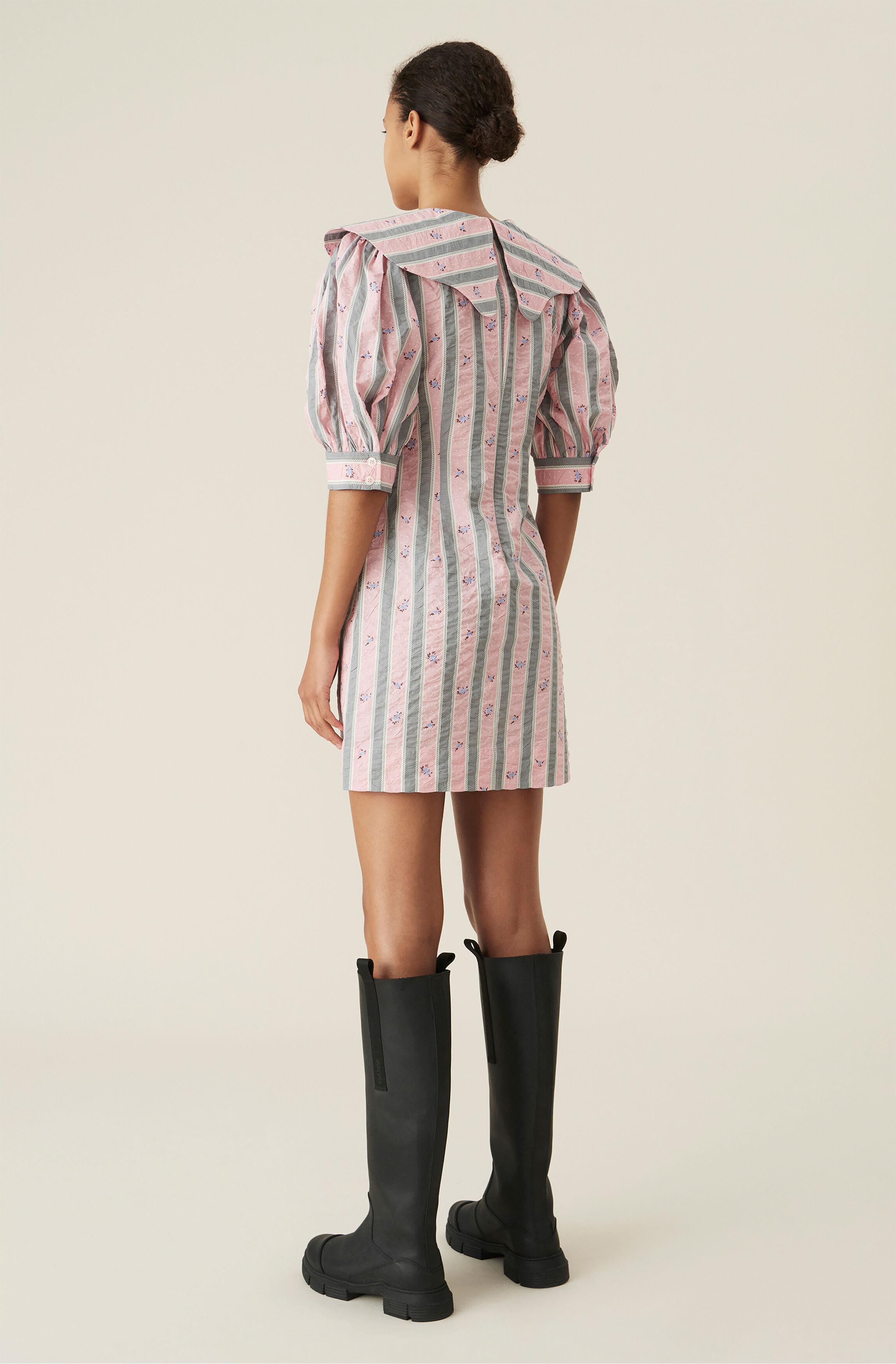 ganni seersucker mini dress