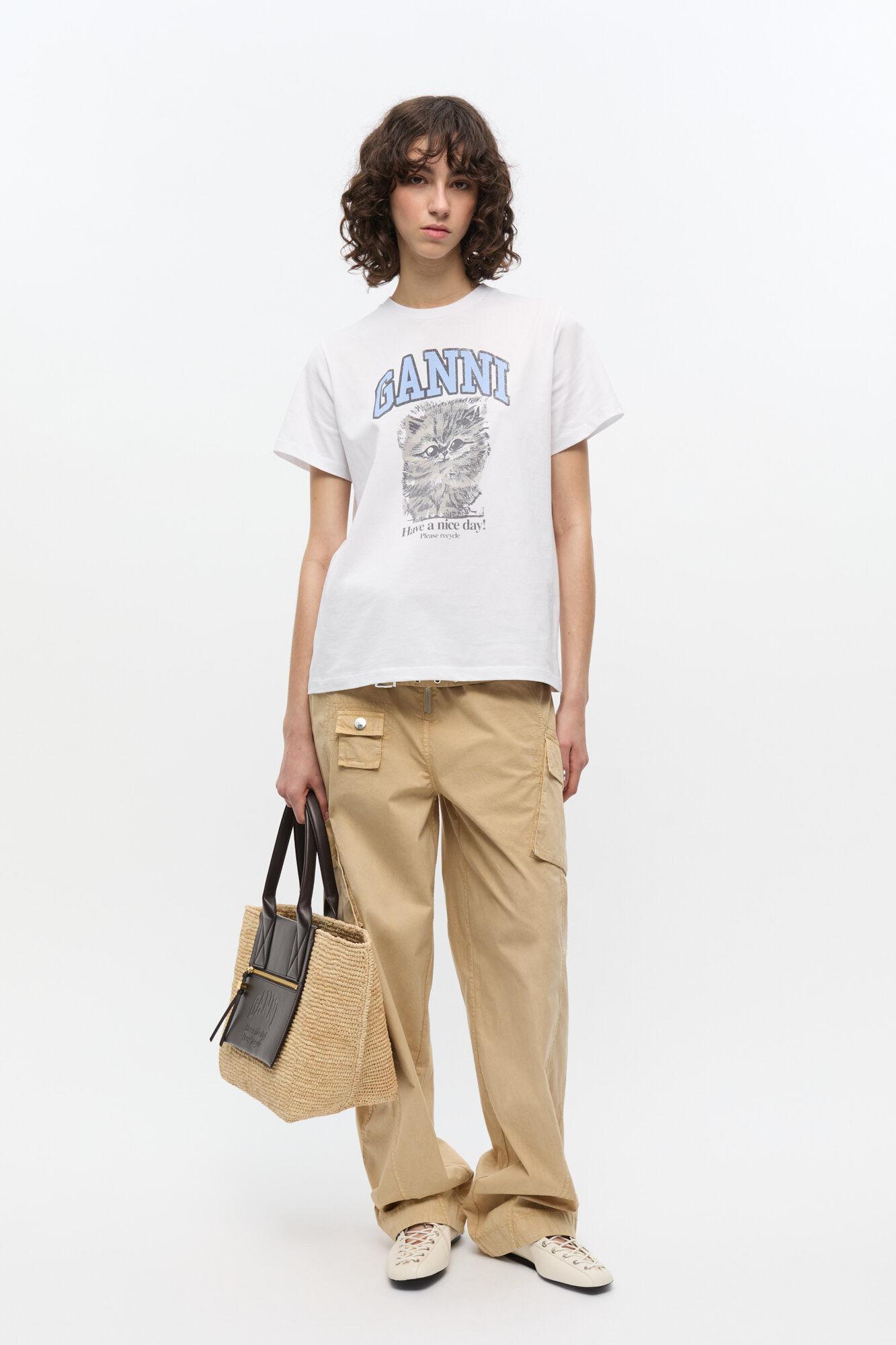 トートバッグ Ganni Easy Medium Shopper Bag - Ganni - Raffia - White Ganni Medium Easy Shopper Raffia Tote Bag | Saks Fifth Avenue