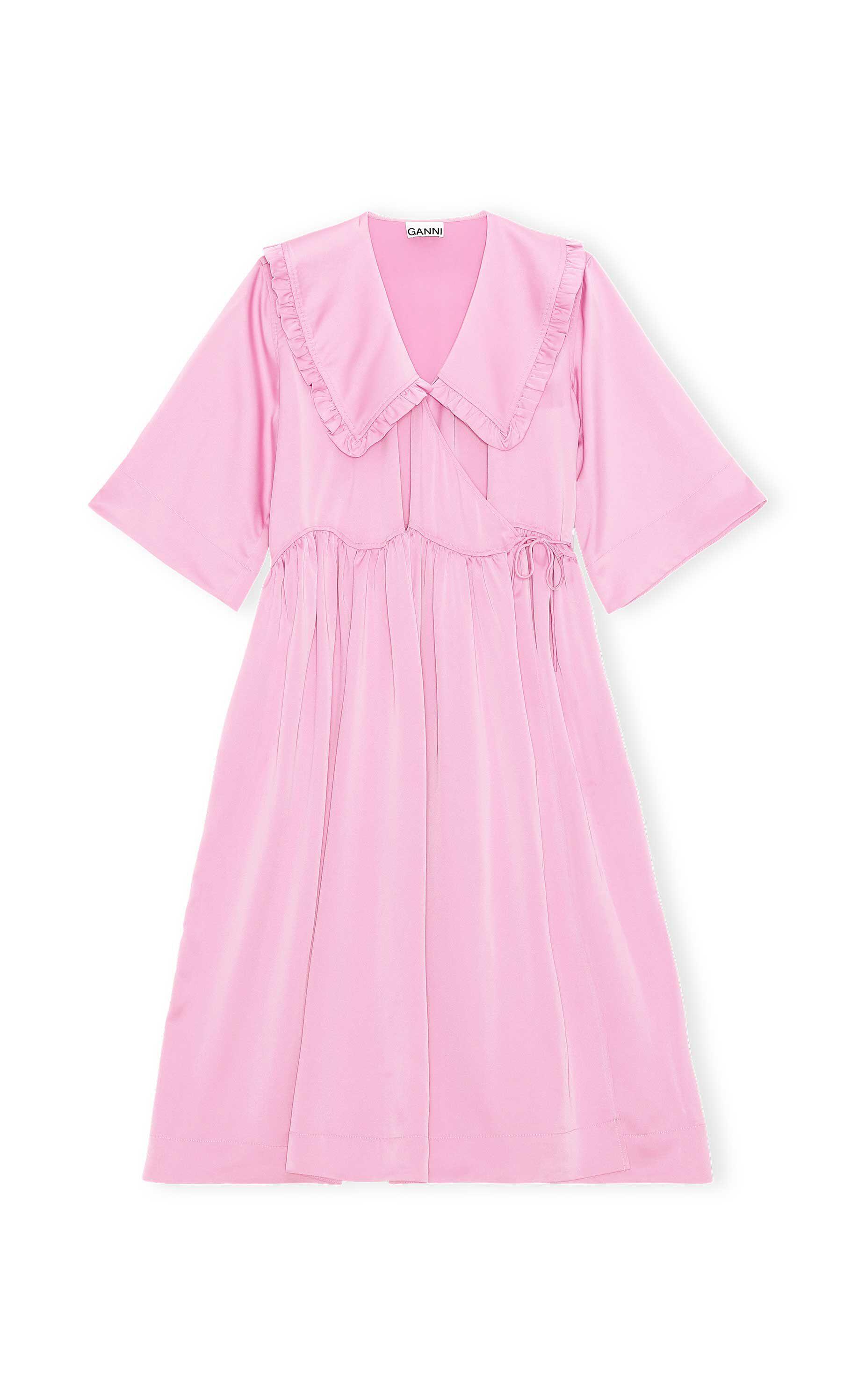 ganni pink ruffle dress Ganni-Striped Dress Dresses Pink-Dresses