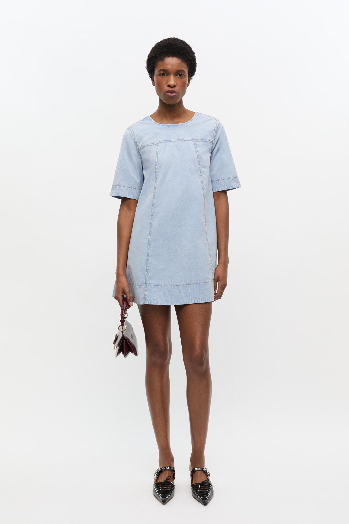 ganni cult denim mini dress GANNI Tint Edge Denim Mini Dress