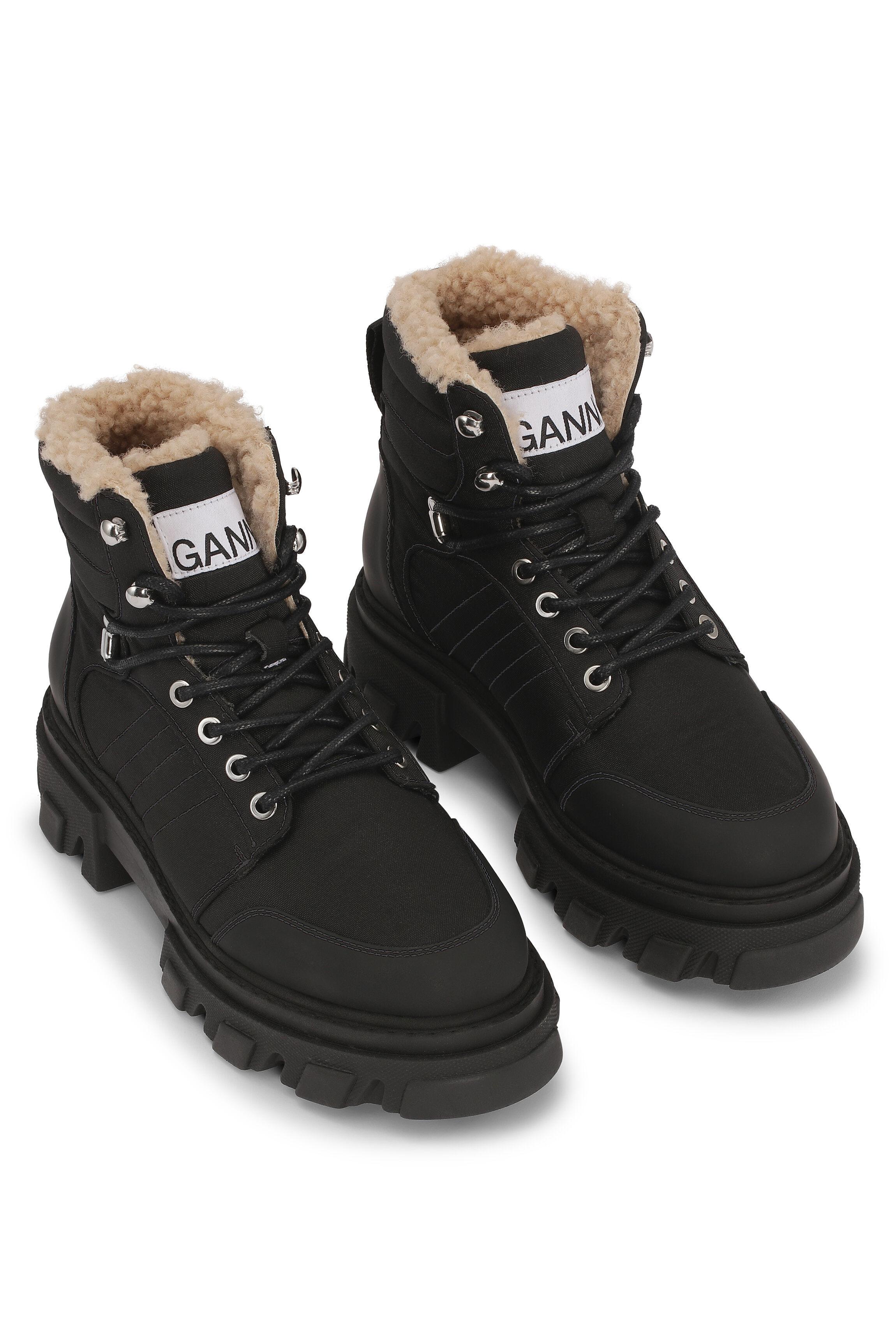Ganni Lace-up Hiking Boots in Black | Lyst