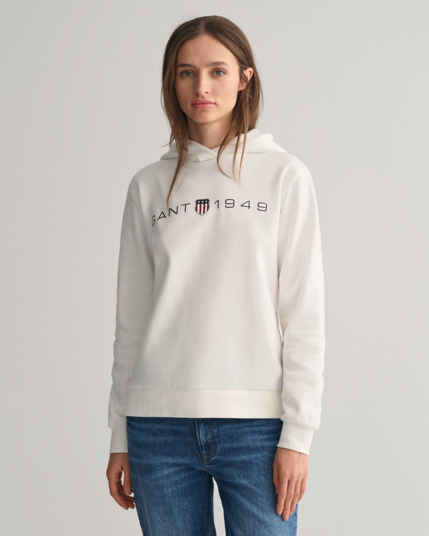 White gant hoodie best sale