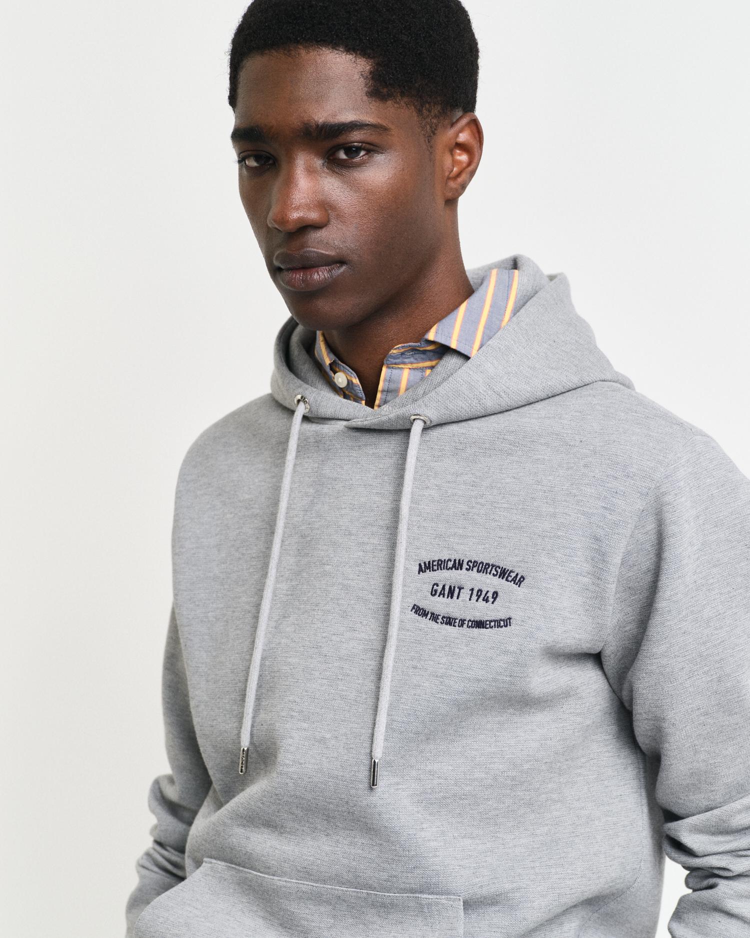 GANT Small Graphic Hoodie in Grey for Men Lyst UK