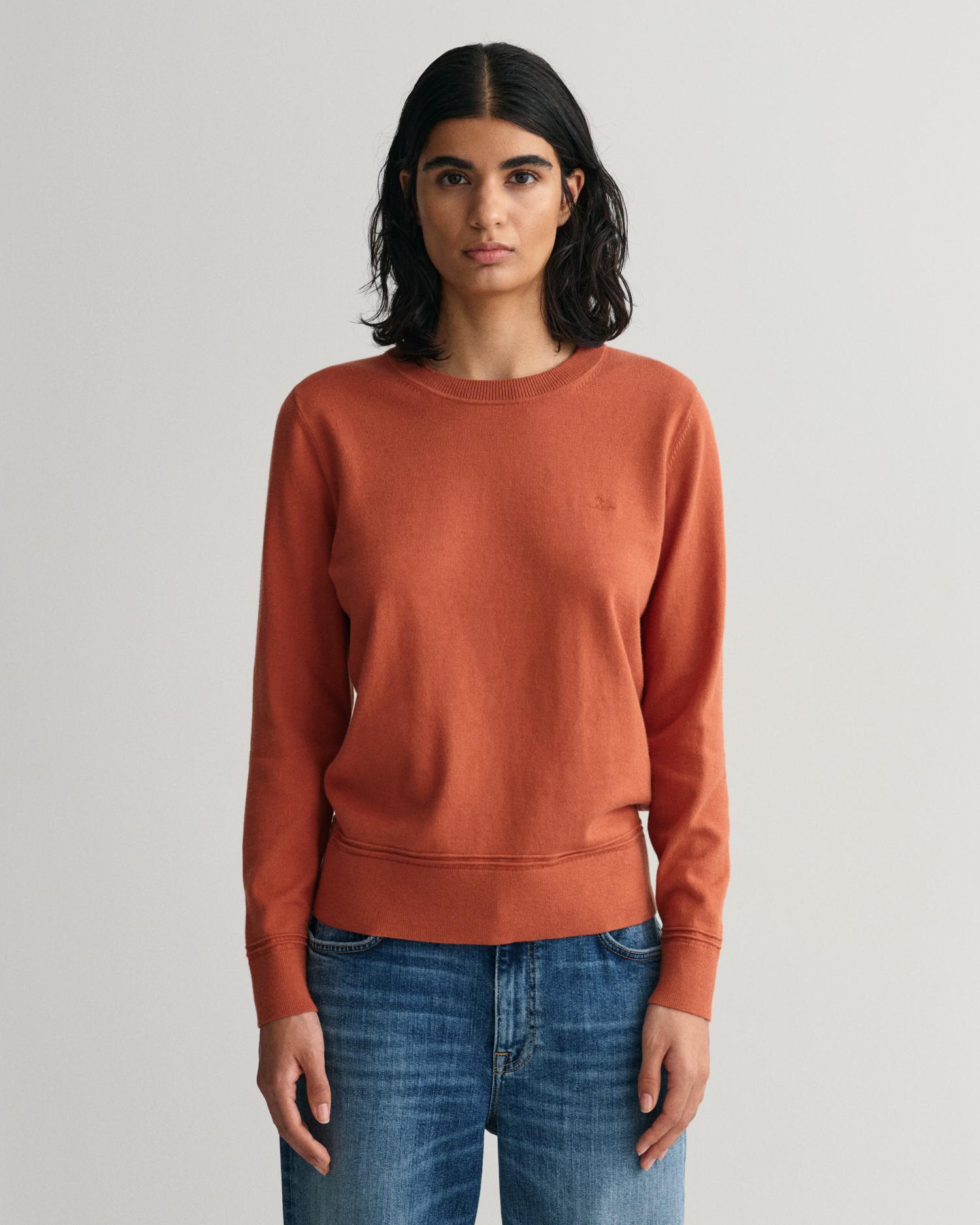 GANT Sweater Met Ronde Hals Van Licht Katoen in het Oranje | Lyst NL