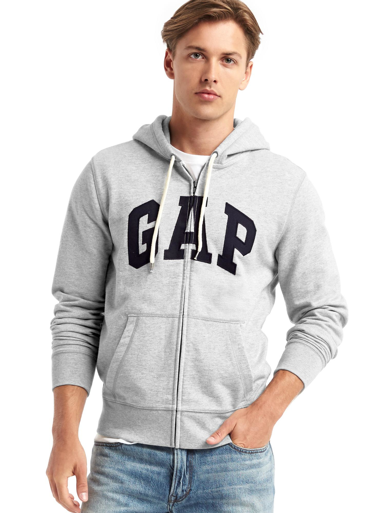 Gap Canvas Logo Zip Hoodie in Heather Grey (Gray) for Men ...