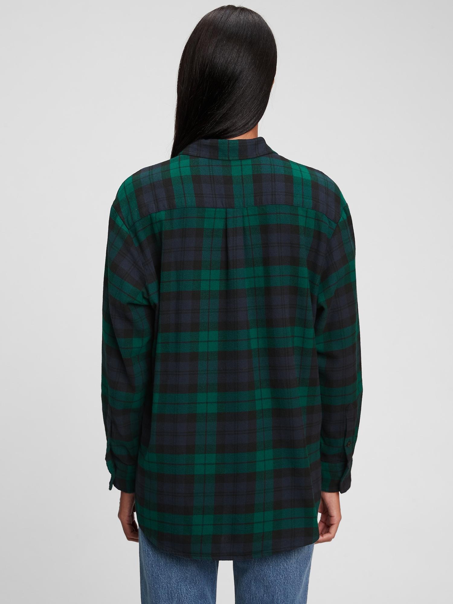 Gap Oversized Flannel Shirt in Green | Lyst