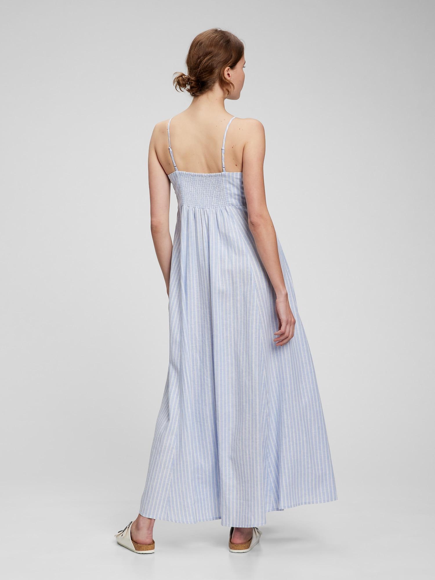 Gap Linen Blend Empire Waist Maxi Dress 