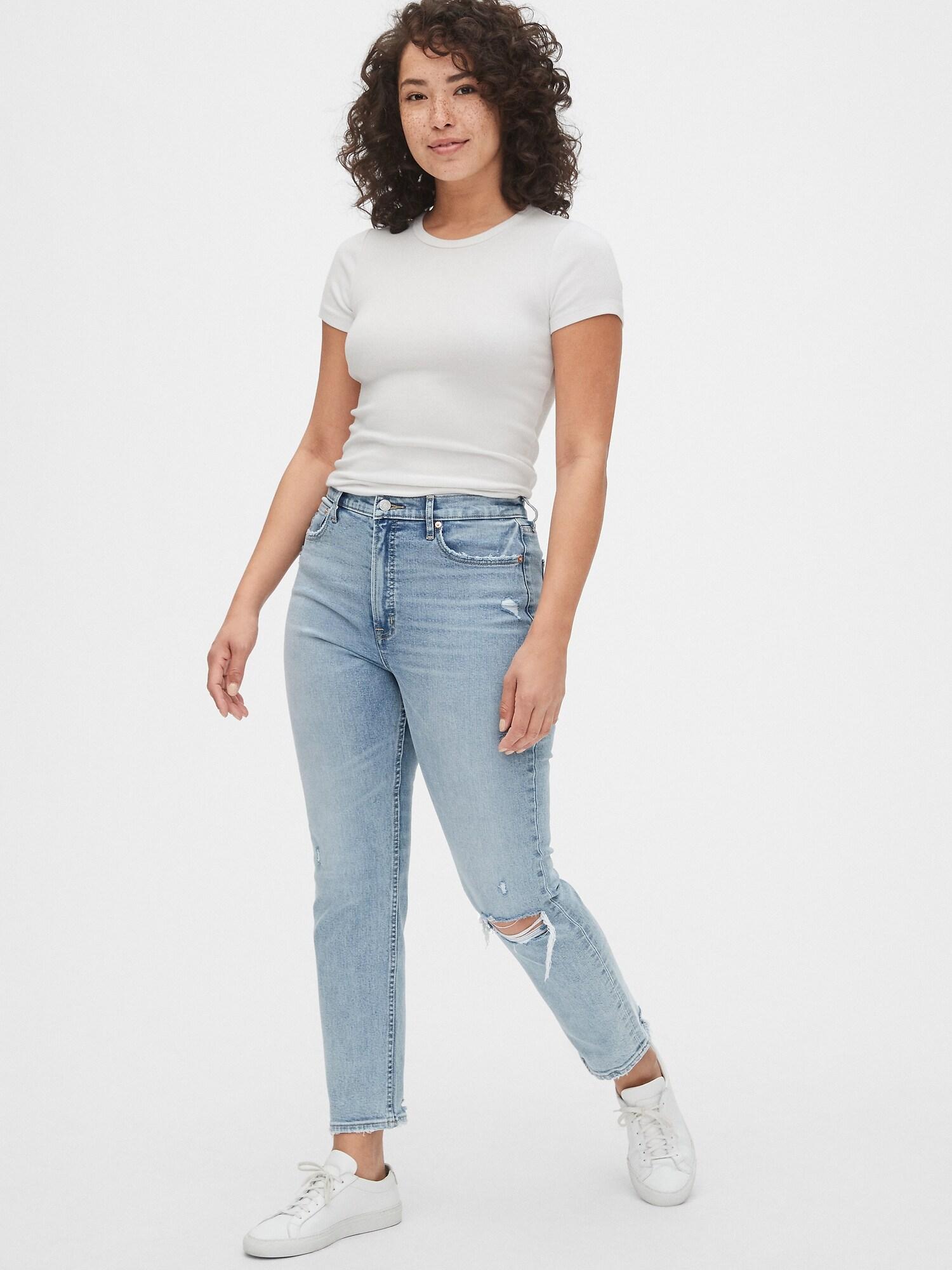 high rise cigarette jeans with secret smoothing pockets