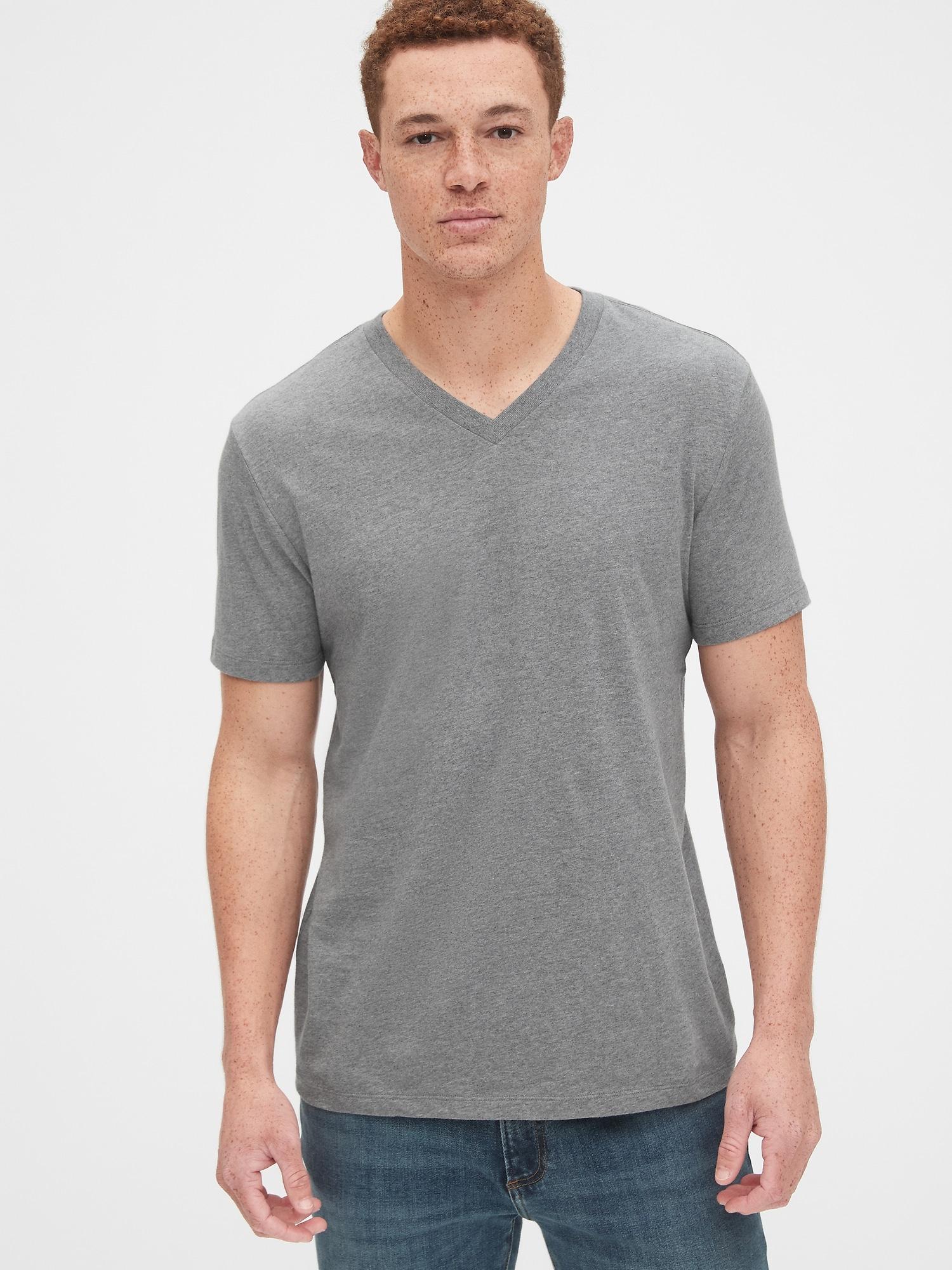 Gap Cotton Classic V Tshirt in Grey (Gray) for Men Lyst
