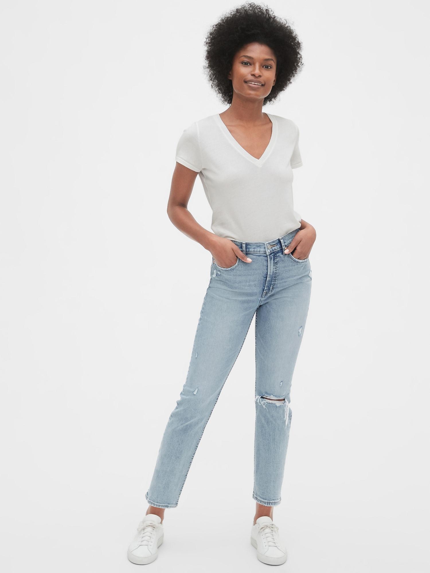 high rise cigarette jeans with secret smoothing pockets