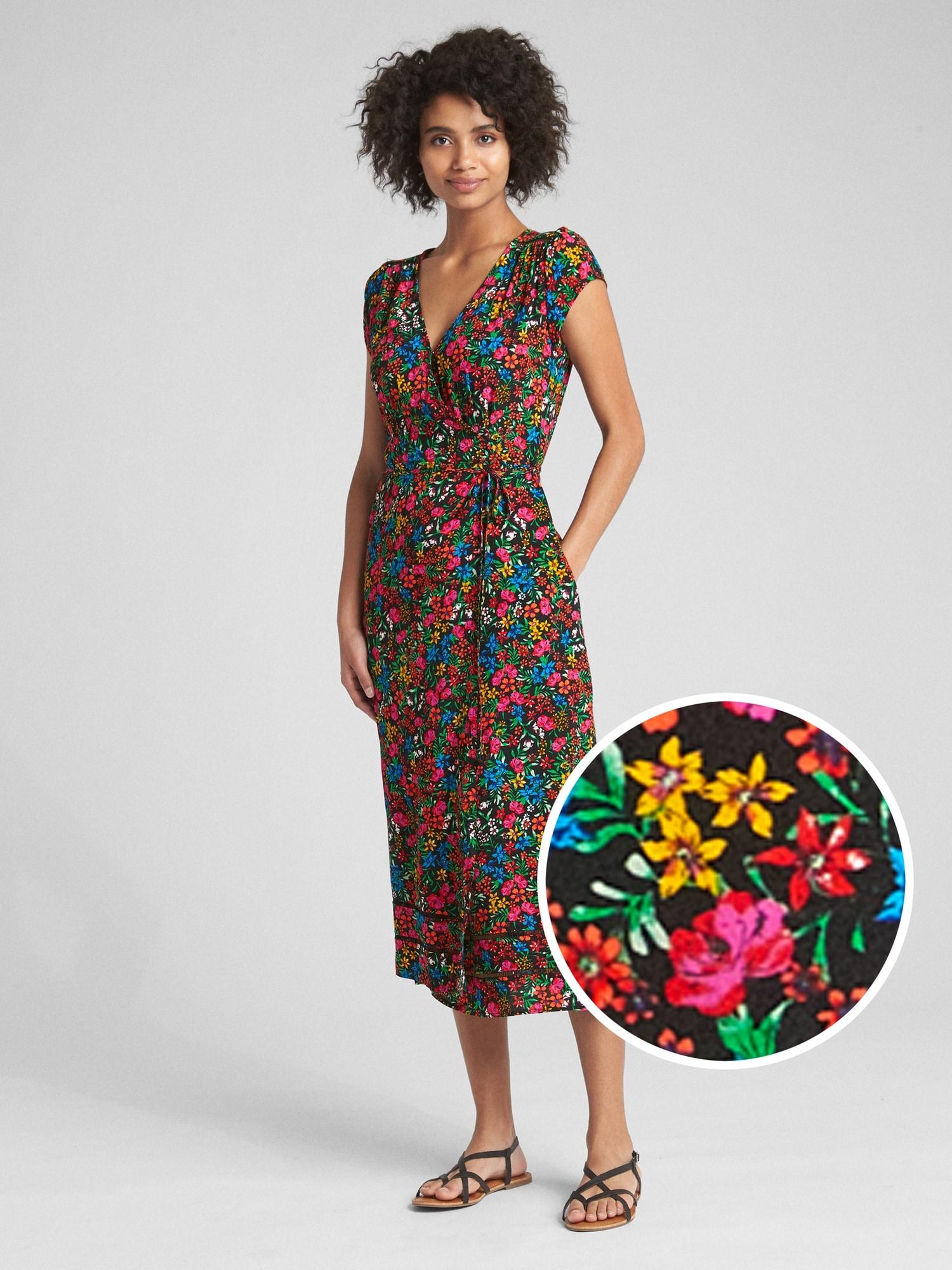 Gap Floral Print Midi Wrap Dress Shop ...