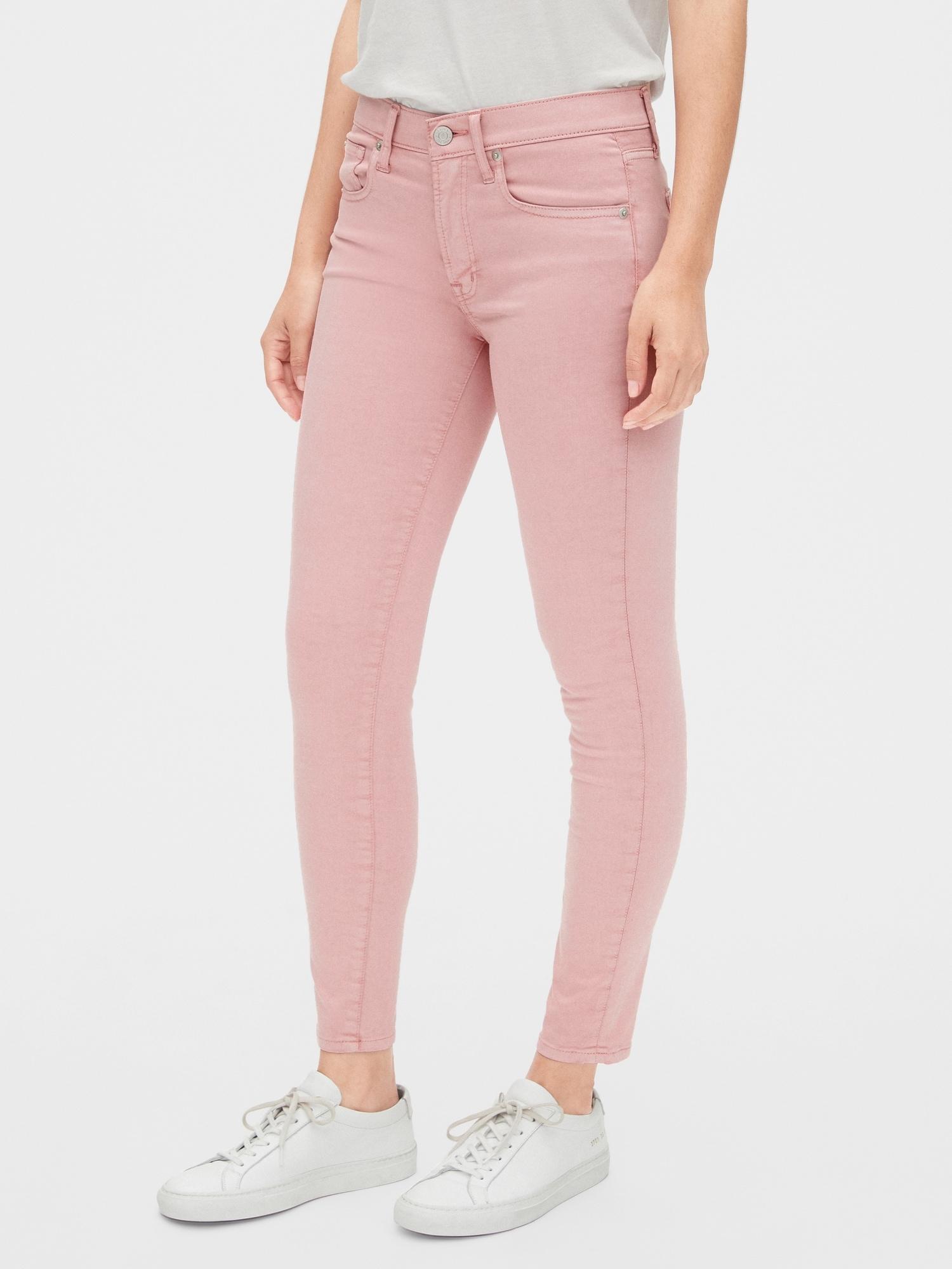 Gap Denim Soft Wear Mid Rise True Skinny Ankle Jeans In Color in Pink - Lyst