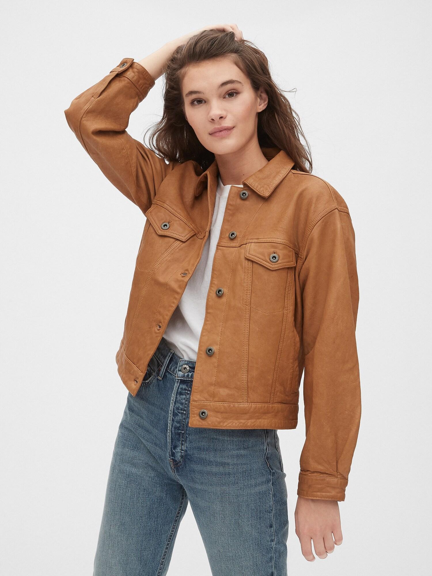 gap leather jacket womens