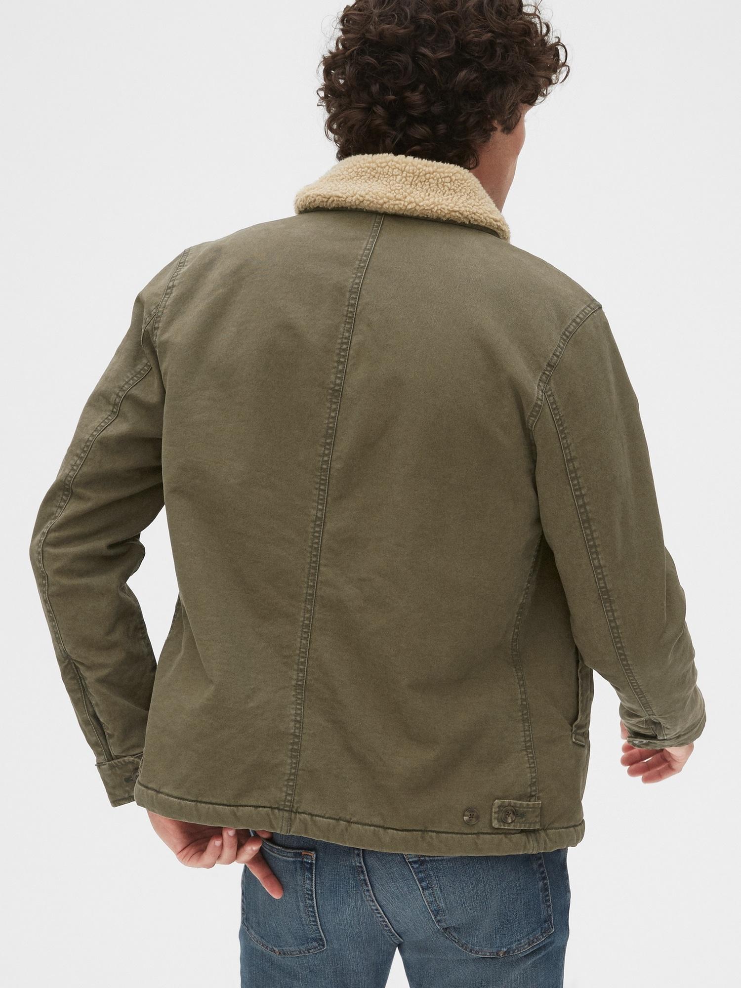 sherpa lined canvas jacket