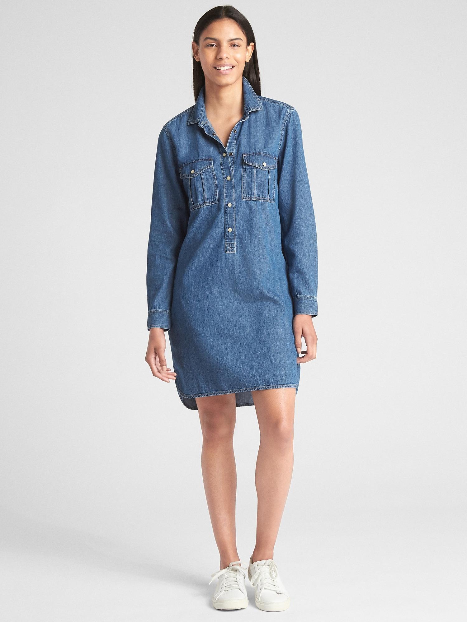 gap pleated oxford shirtdress