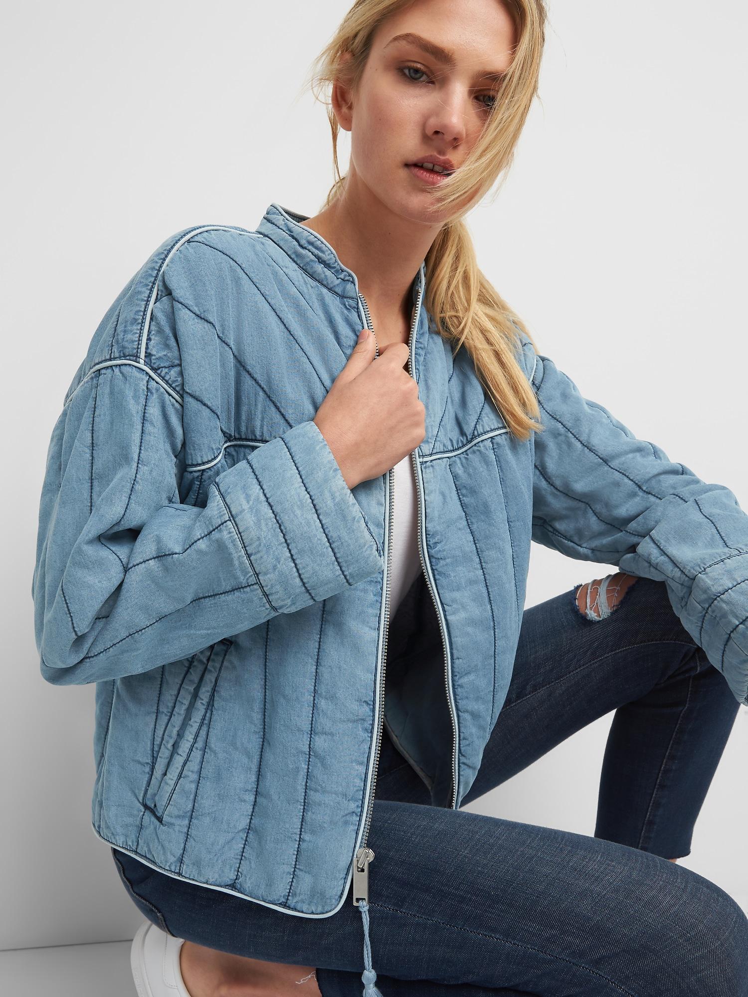 Gap quilted denim jacket new arrivals