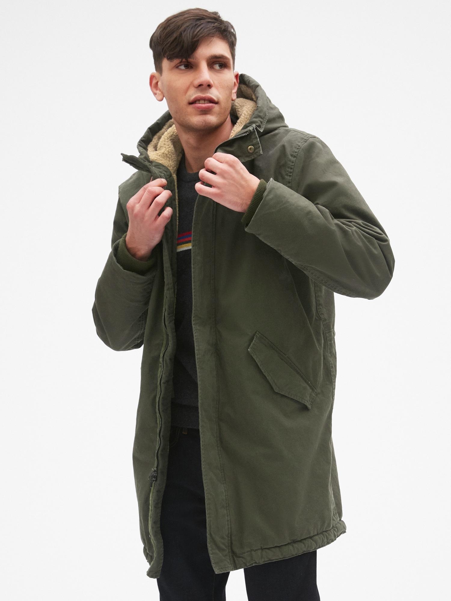 Gap Fleece Sherpa-lined Fishtail Parka in Green for Men - Lyst