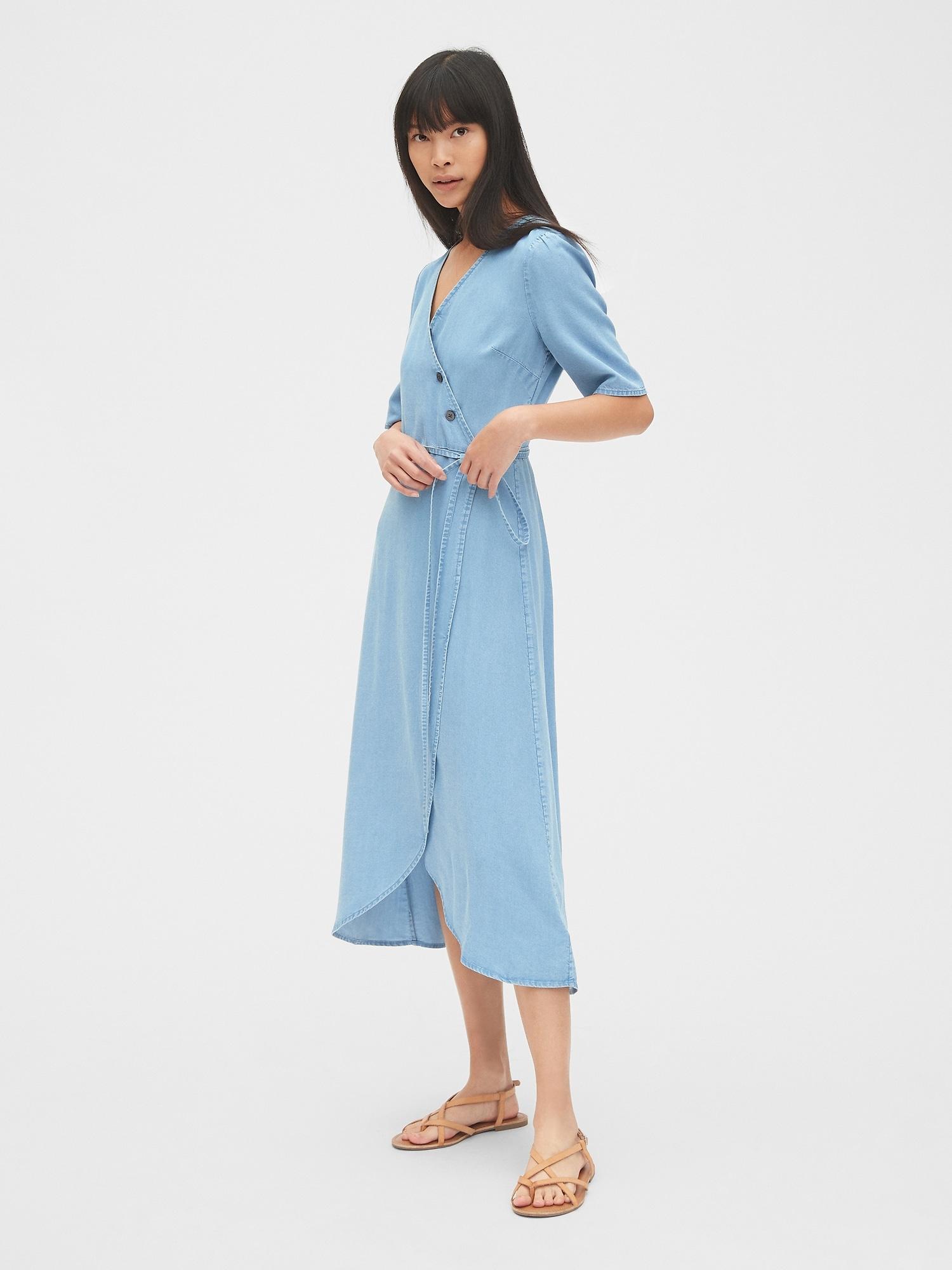 gap side button wrap dress