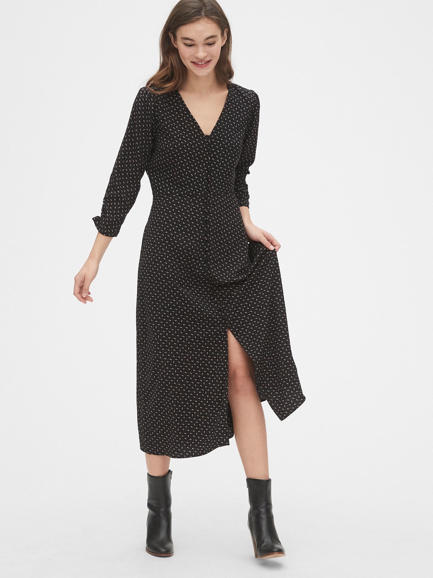 button front midi dress short sleeve