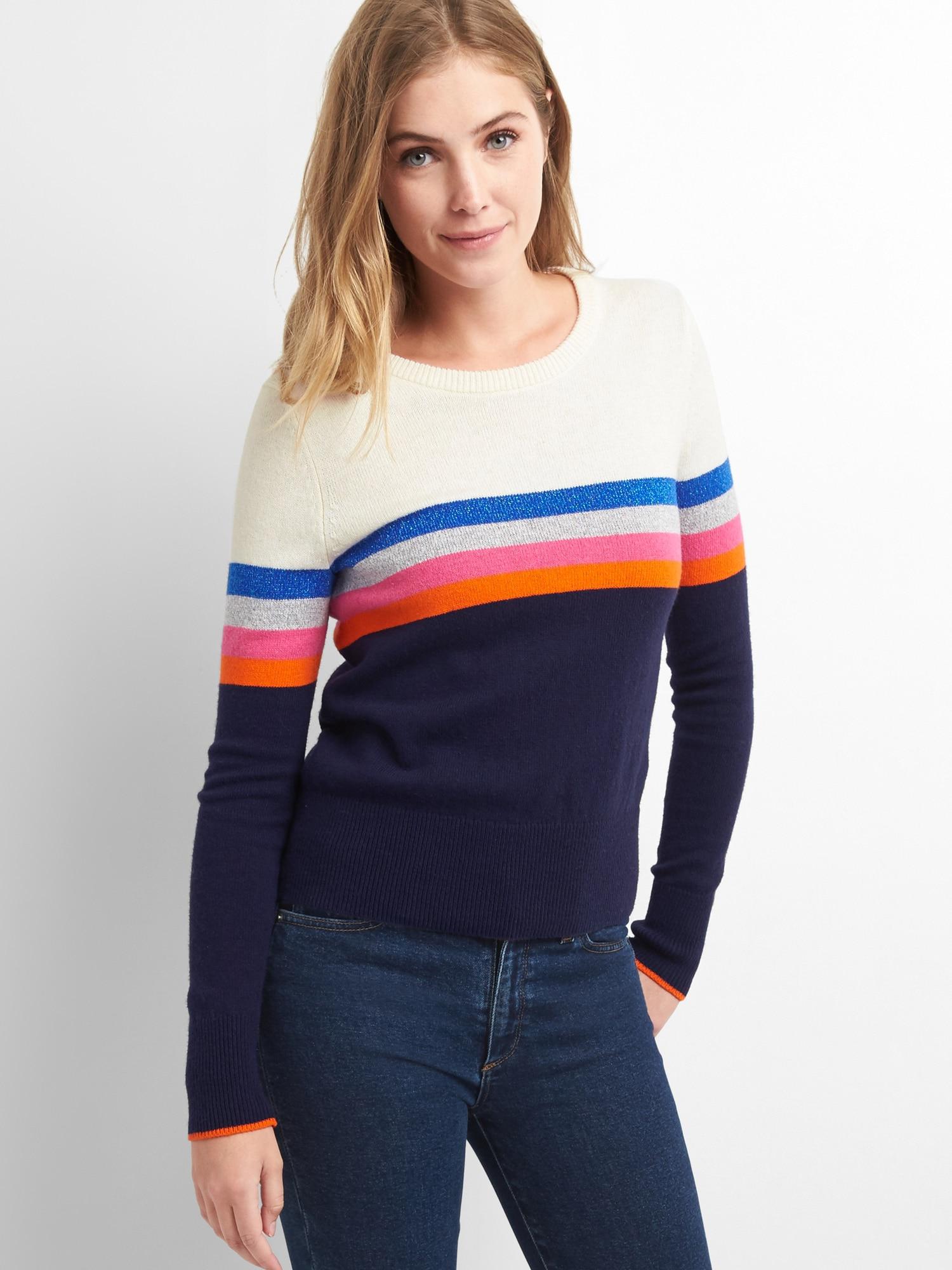 Gap Chest-stripe Crewneck Sweater in Blue - Lyst