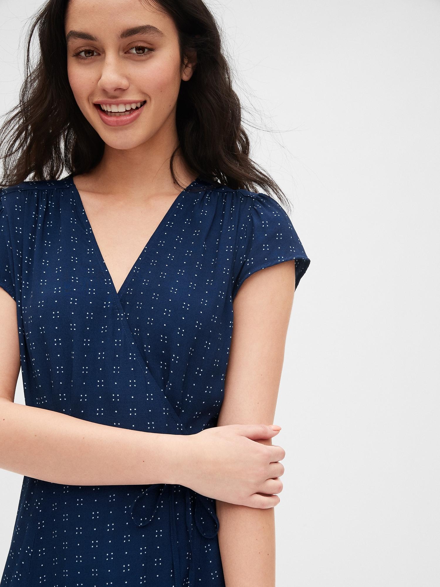 Gap Midi Wrap Dress in Blue Dot (Blue ...