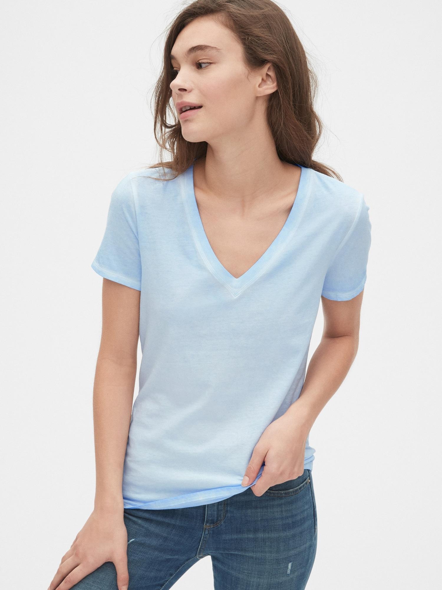 gap vintage wash v neck tee
