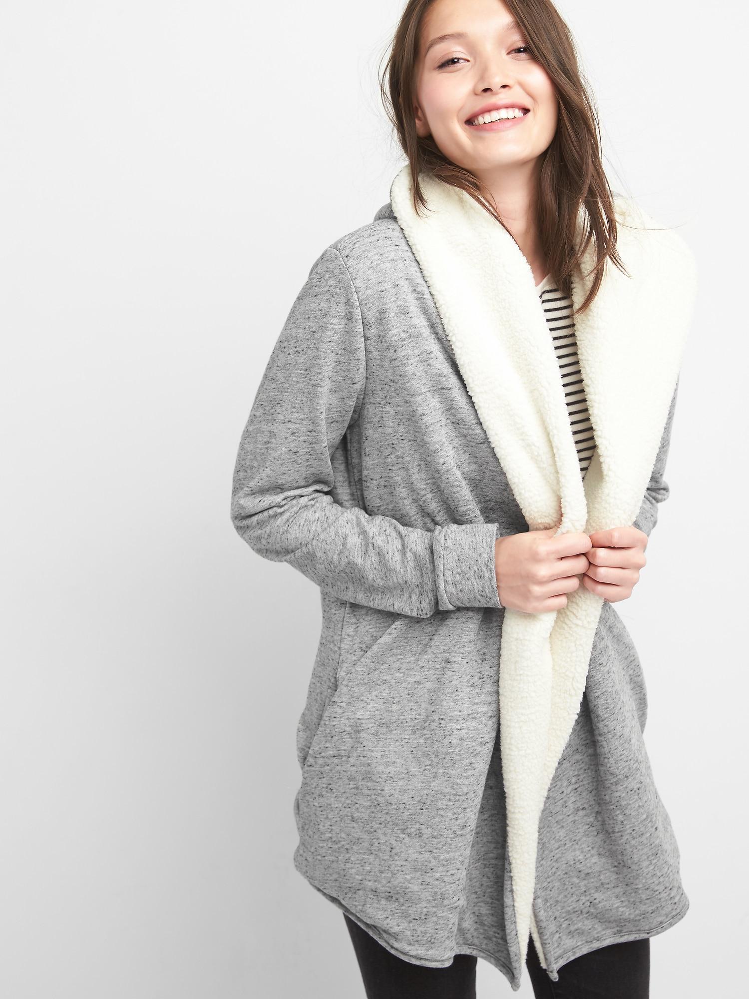 gray sherpa cardigan