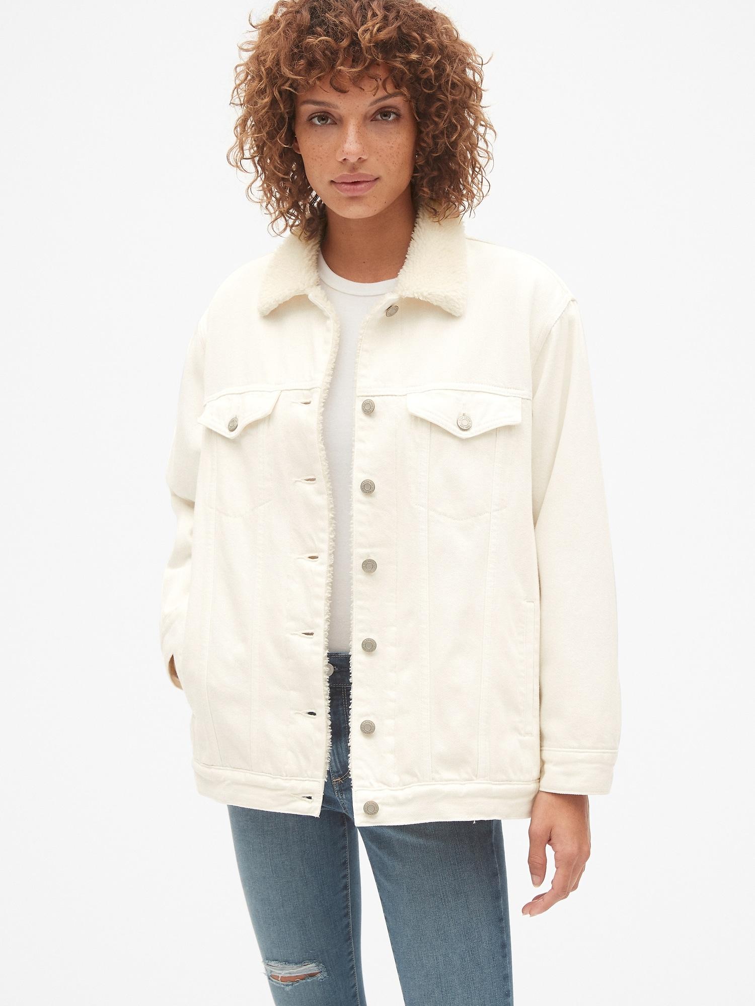 oversized sherpa lined denim jacket