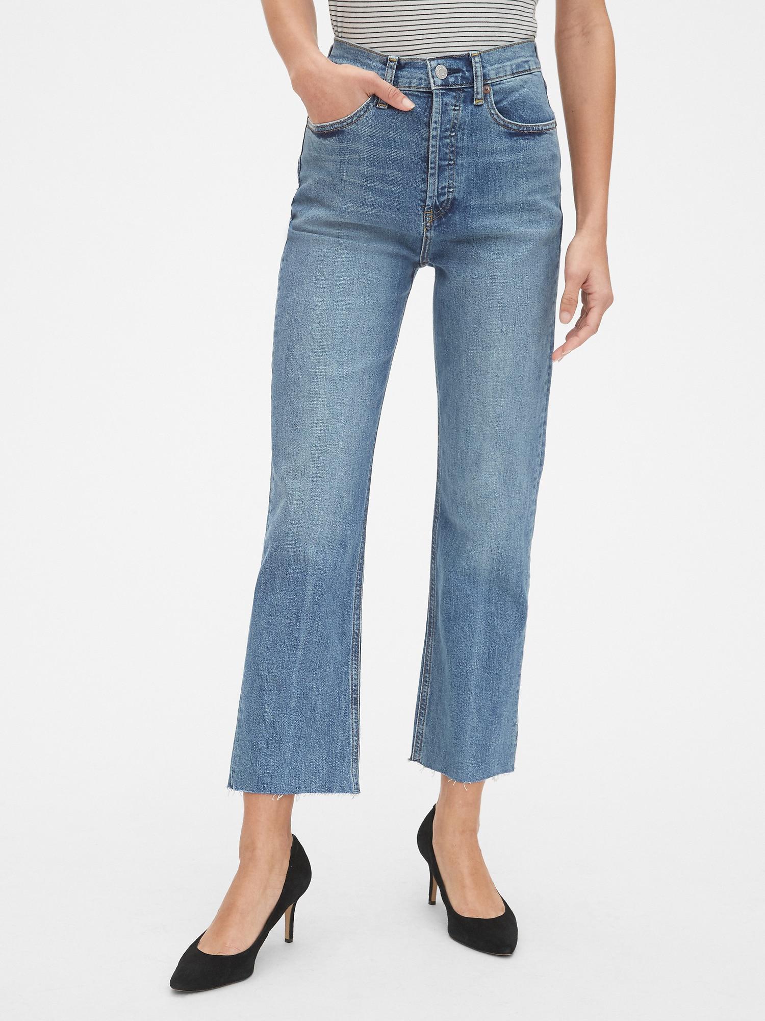 Gap Denim High Rise Cheeky Straight Jeans in Blue - Lyst